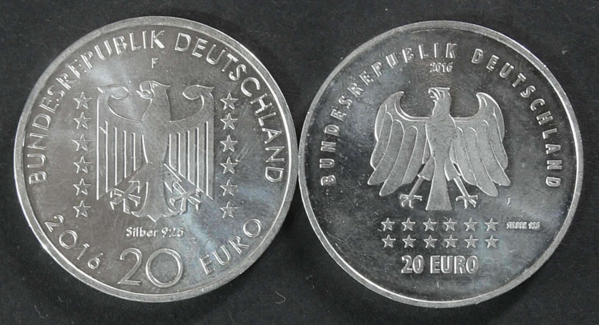Deutschland 2016, 2 x 20.- Euro - Silbermünzen: 175 Jahre Deutschlandlied und 125. Geburtstag - Bild 2 aus 2