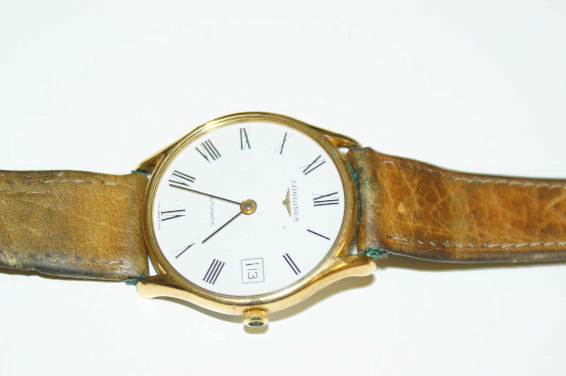 1 Longines Automatik Uhr mit Datumsanzeige (Stellschraube Aufsatz fehlend). Funktion geprüft, mit - Bild 2 aus 2