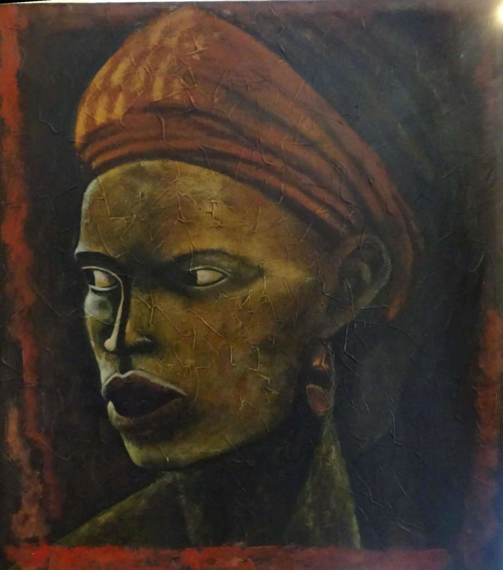Gemälde "Afrikanerin" von Yoga, mit Signatur rechts unten ca. 70cm breit, ca 80 cm hoch.