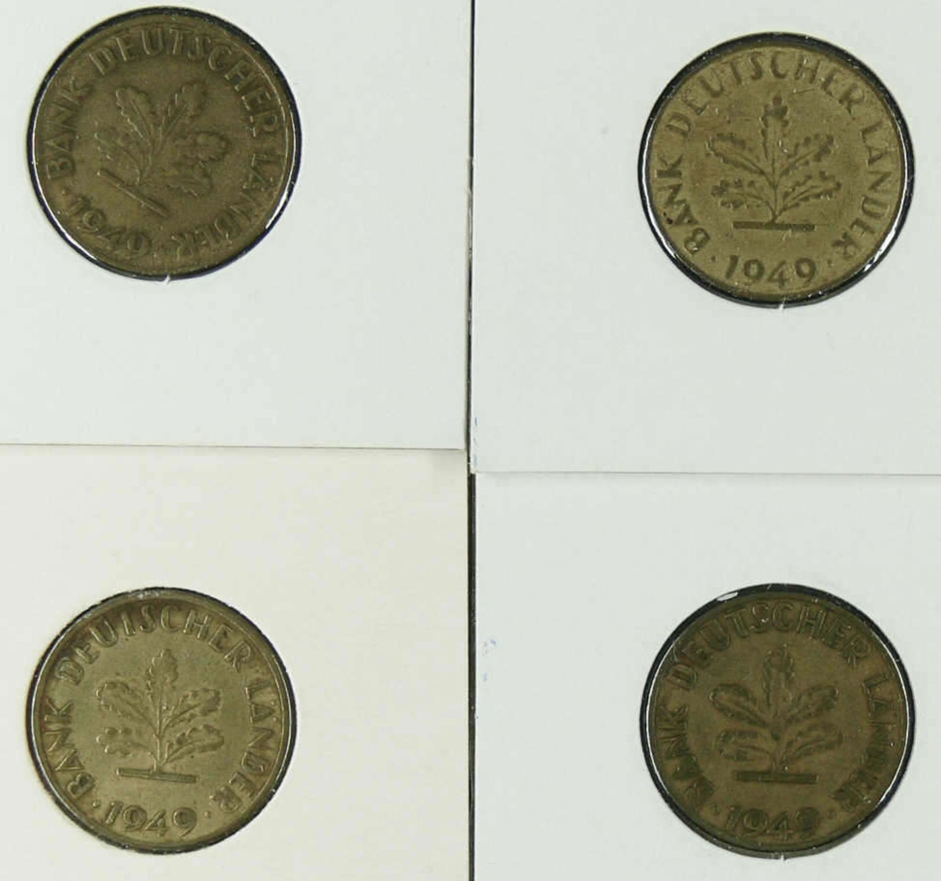 BRD 1949 D, F, G, J, 4 x 10 Pfennig - Münzen "Bank Deutscher Länder". Erhaltung: vz. - Bild 2 aus 2