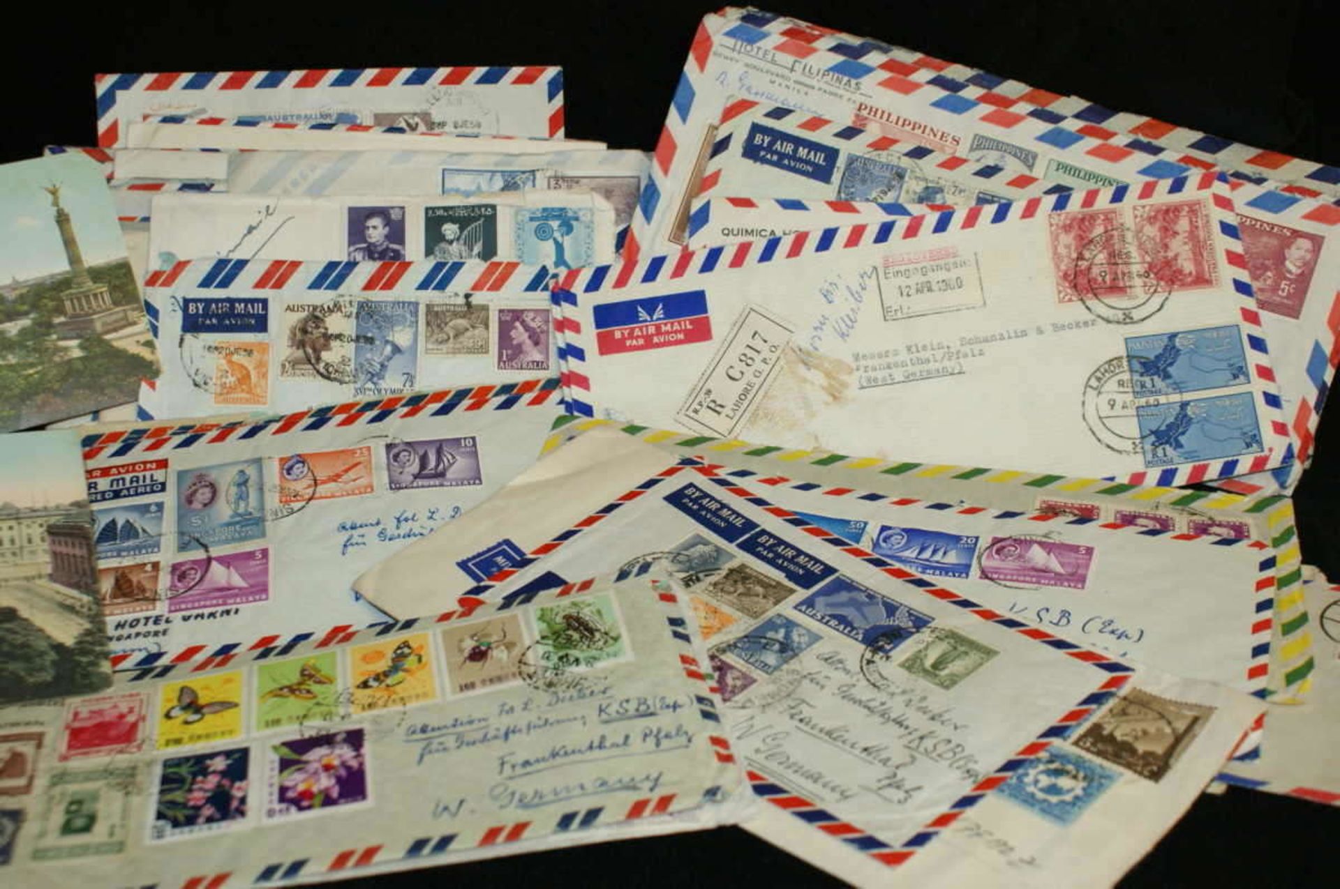 1 Lot Luftpostbriefe aus Übersee an die Firma KSB Frankenthal. Viele gute Frankaturen. Bitte - Image 2 of 2