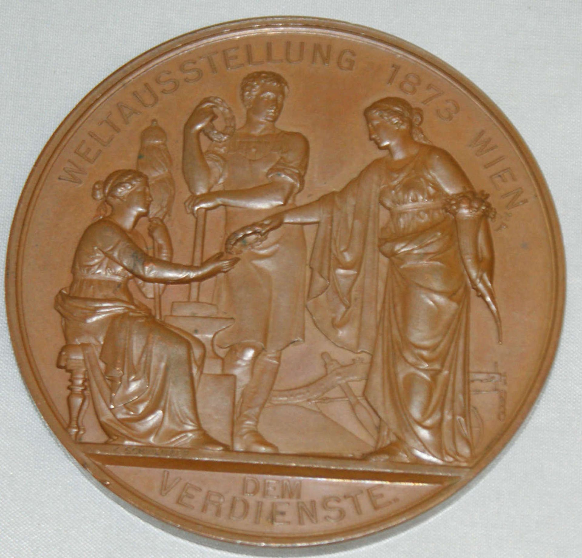 Bronze Medaille Wien, "Weltausstellung Wien 1873, Kaiser Franz Joseph I dem Verdienste, J.