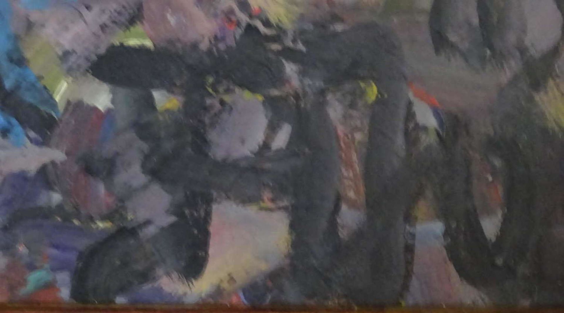 Ölgemälde auf Spanplatte "Gebirgslanfschaft", unbekannter Künstler, rechts unten Monogramm. - Bild 2 aus 3