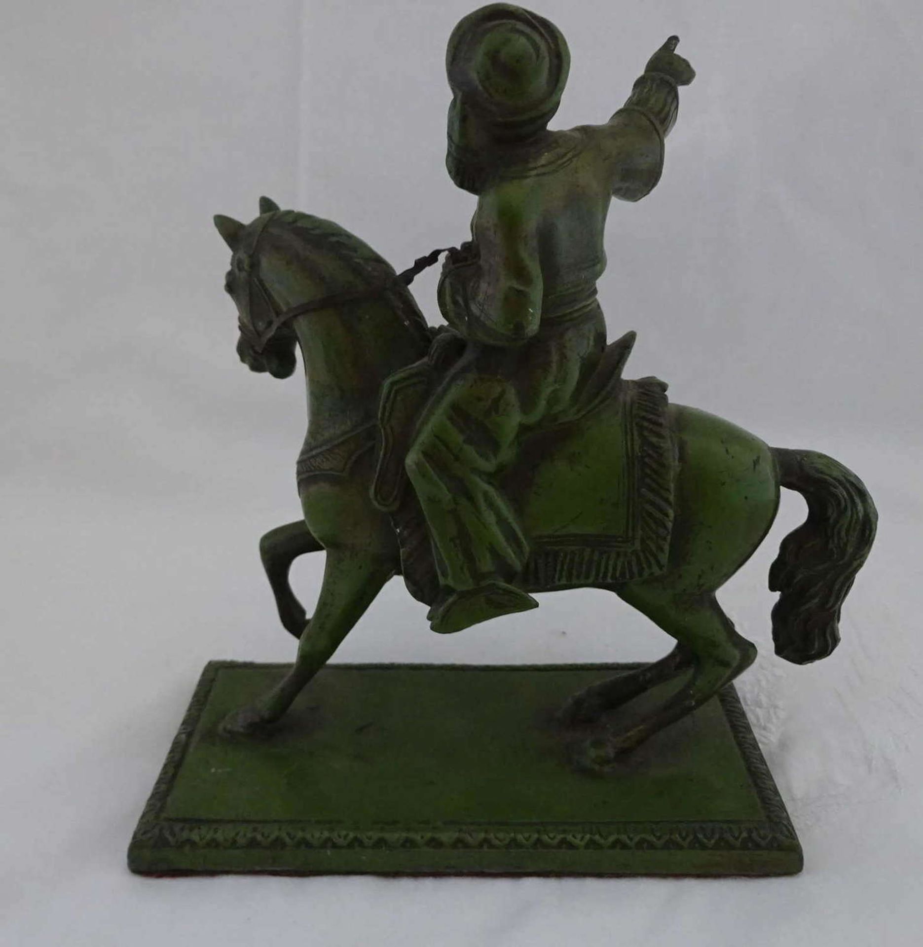 Wiener Bronze "Reiter auf Pferd", h ca. 20 cm, b ca. 15 cm, schwere Ausführung Viennese bronze " - Bild 3 aus 4