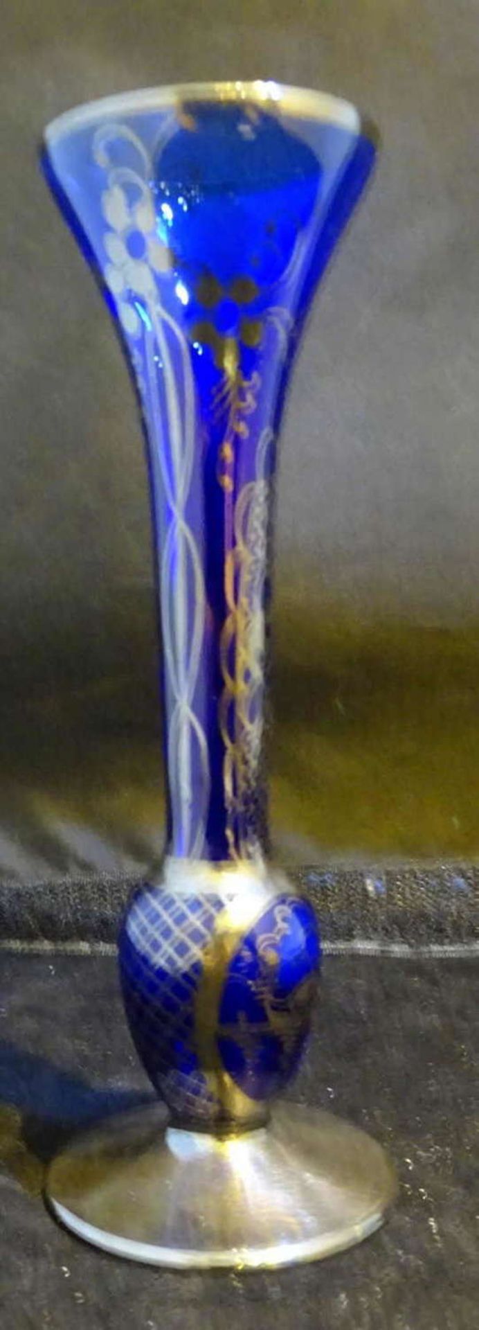 Silberoverlay Vase, blau, Höhe ca. 16 cm