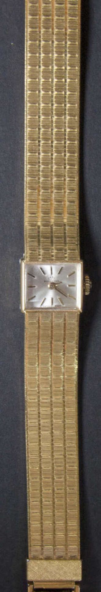 Bucherer Damen - Armbanduhr. Swiss made. Handaufzug. Vergoldet. Länge: ca. 18 cm. Die Uhr läuft