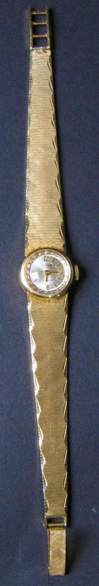 Le Monde Damen - Armbanduhr, Gold 585, Gehäuse und Armband gepunzt. Mechanisch, 17 Rubis. Gewicht: - Bild 2 aus 2
