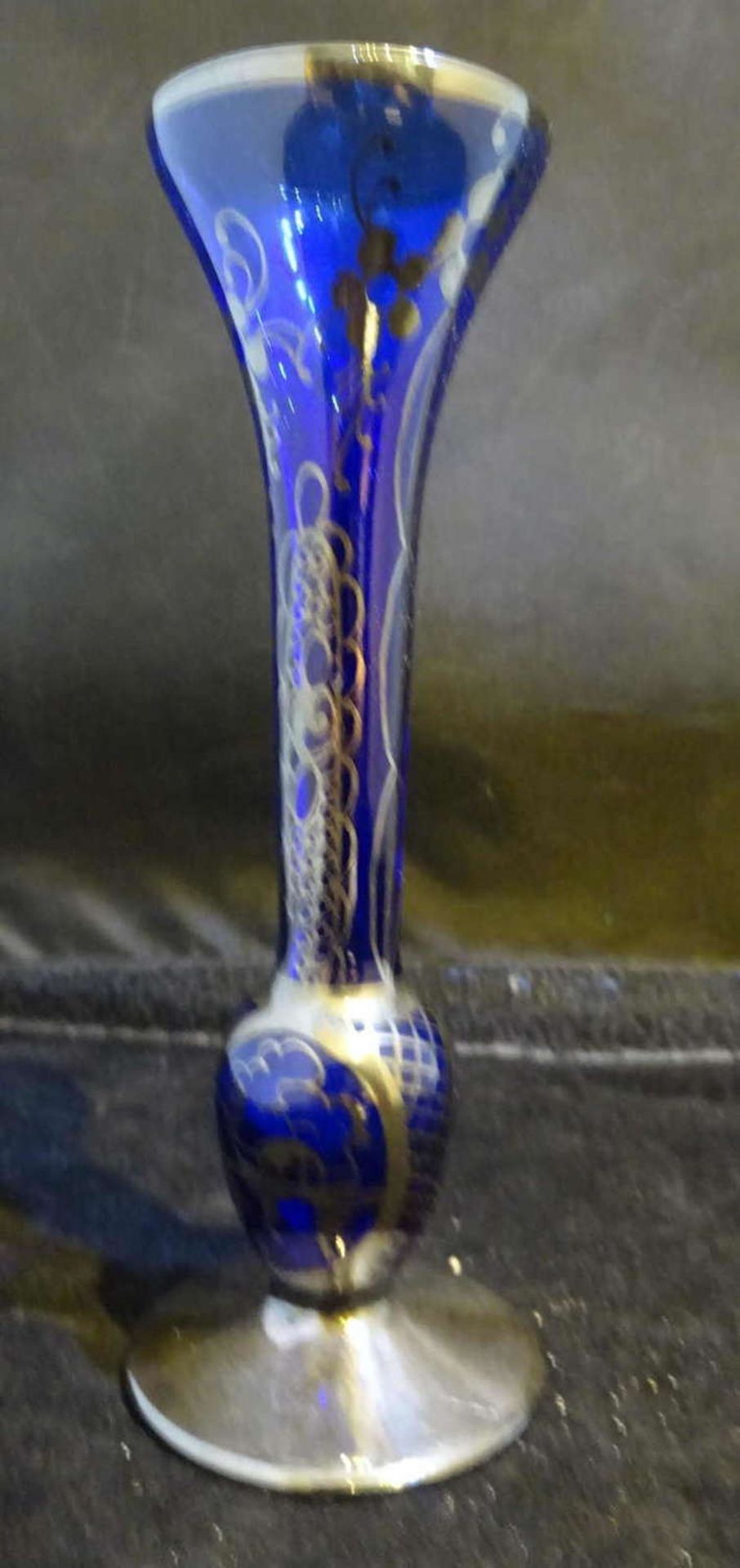 Silberoverlay Vase, blau, Höhe ca. 16 cm - Bild 2 aus 2