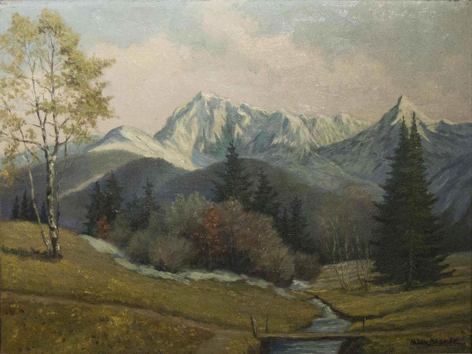 Hazenbroeke, Ölgemälde auf Leinwand "Bergkulisse im Herbst", rechts unten Signatur. Maße: Höhe ca. - Image 2 of 3