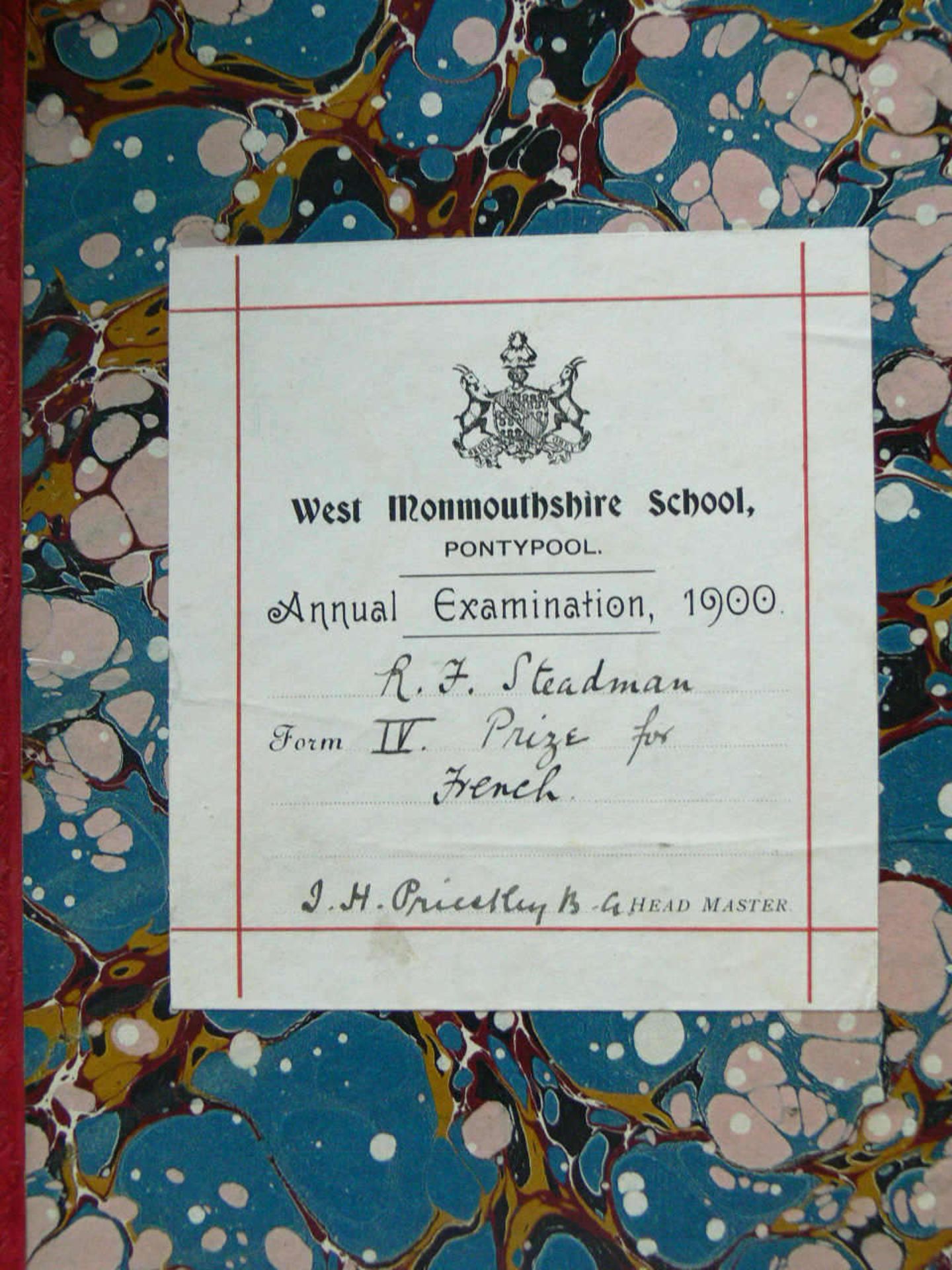 West Monmouthshire School Pontypool, Annual Examination 1900, "La Fontain - Choix de fables", - Bild 2 aus 3