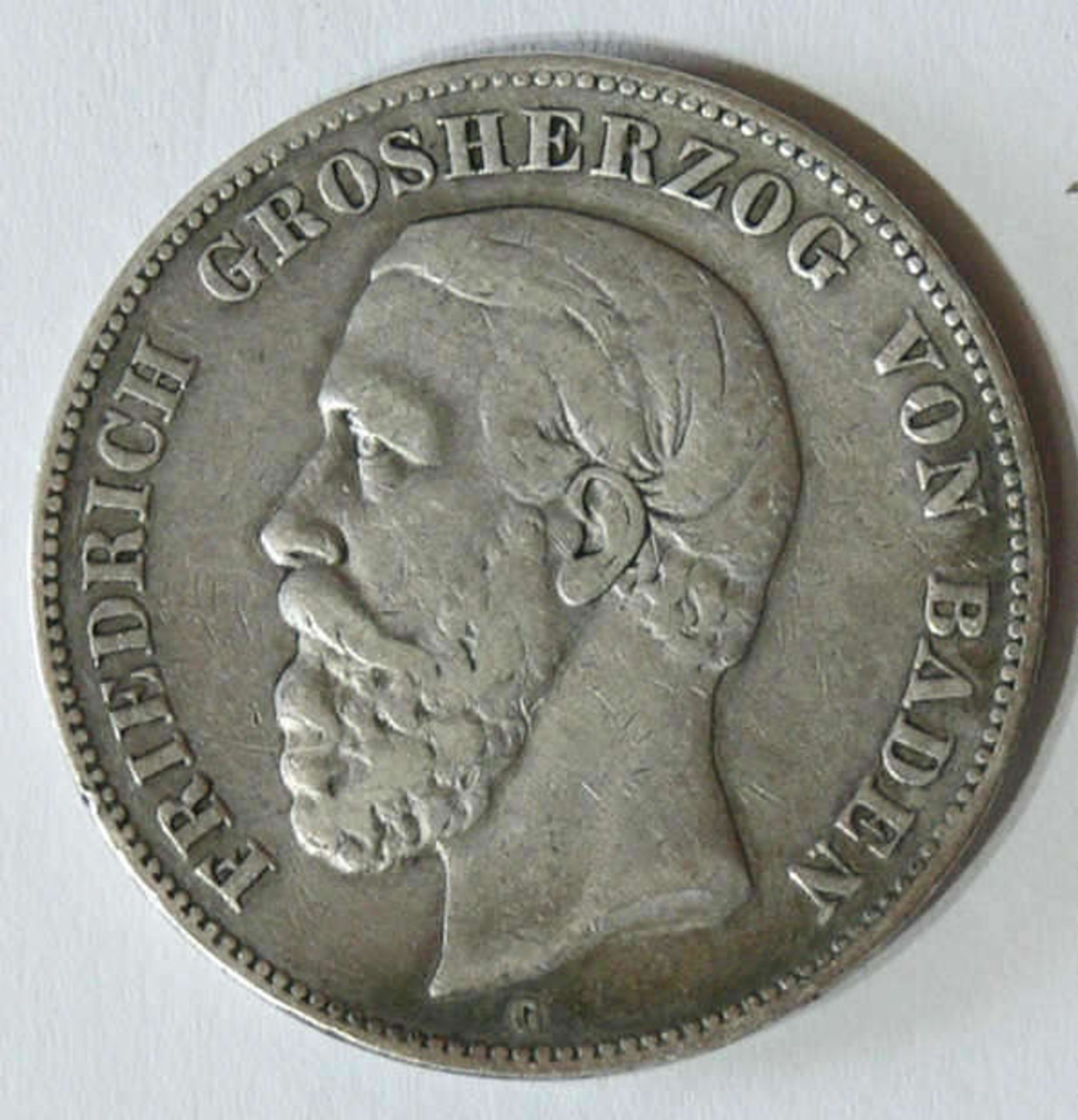 Deutsches Kaiserreich Baden 1876, 5.- Mark - Silbermünze "Friedrich Grosherzog von Baden".