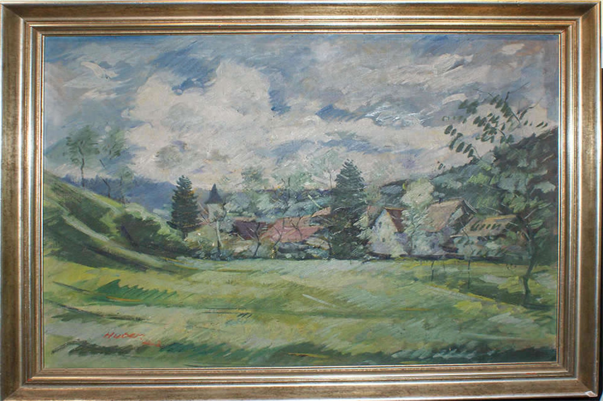 wohl Ernst Huber (1895-1960), Ölgemälde auf Leinwand, links Signatur Huber "Gewitterstimmung",