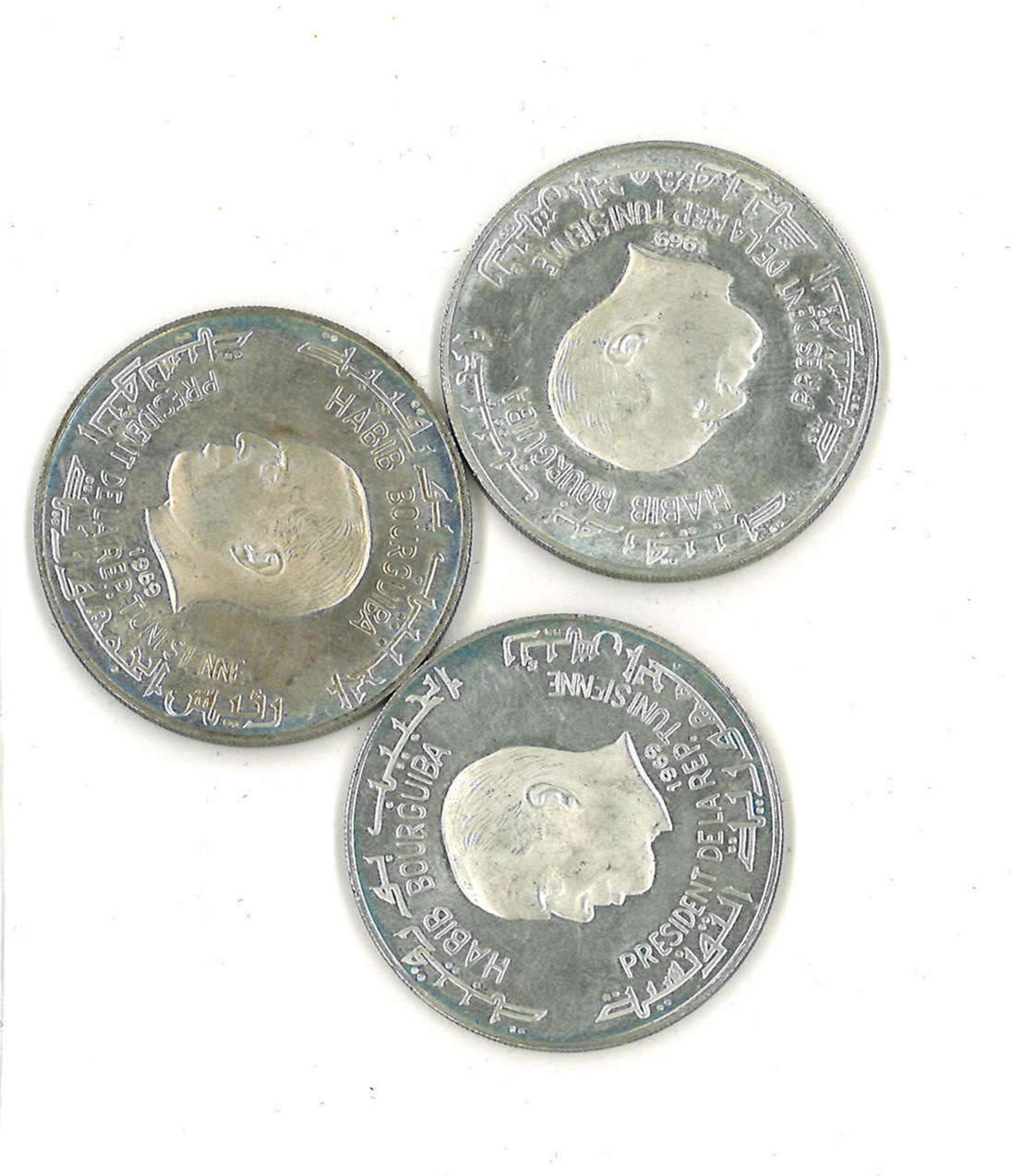 schönes Lot von 3 x 1 Silber Dinar, Tunesien nice lot of 3 x 1 silver Dinar, Tunisia - Bild 2 aus 2