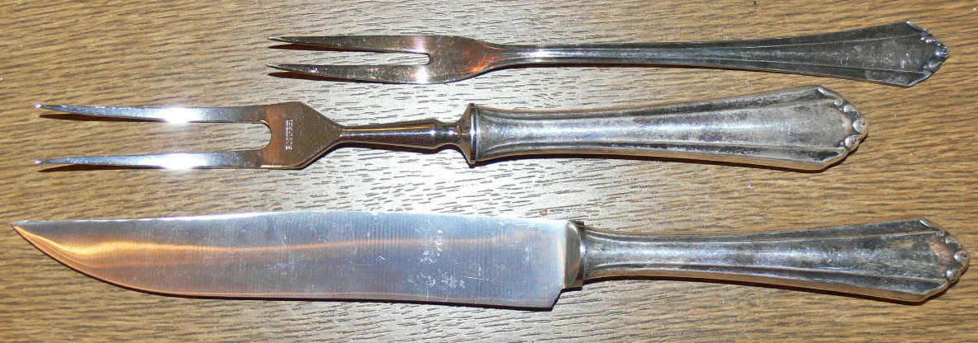 Tranchier - Besteck, 90er - Silberauflage. Carving - cutlery, 90s - silverplated.