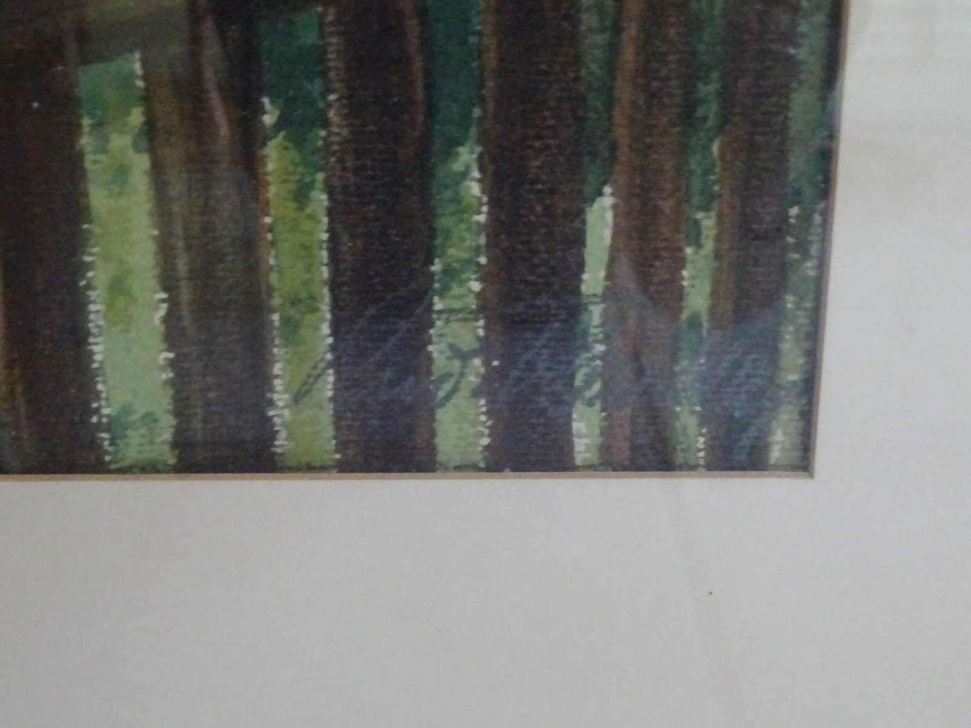 Aquarell auf Papier "Blick vom Balkon auf Flußlauf", Bild rechts unten signiert. Blattmaße: 34x45, - Bild 3 aus 3