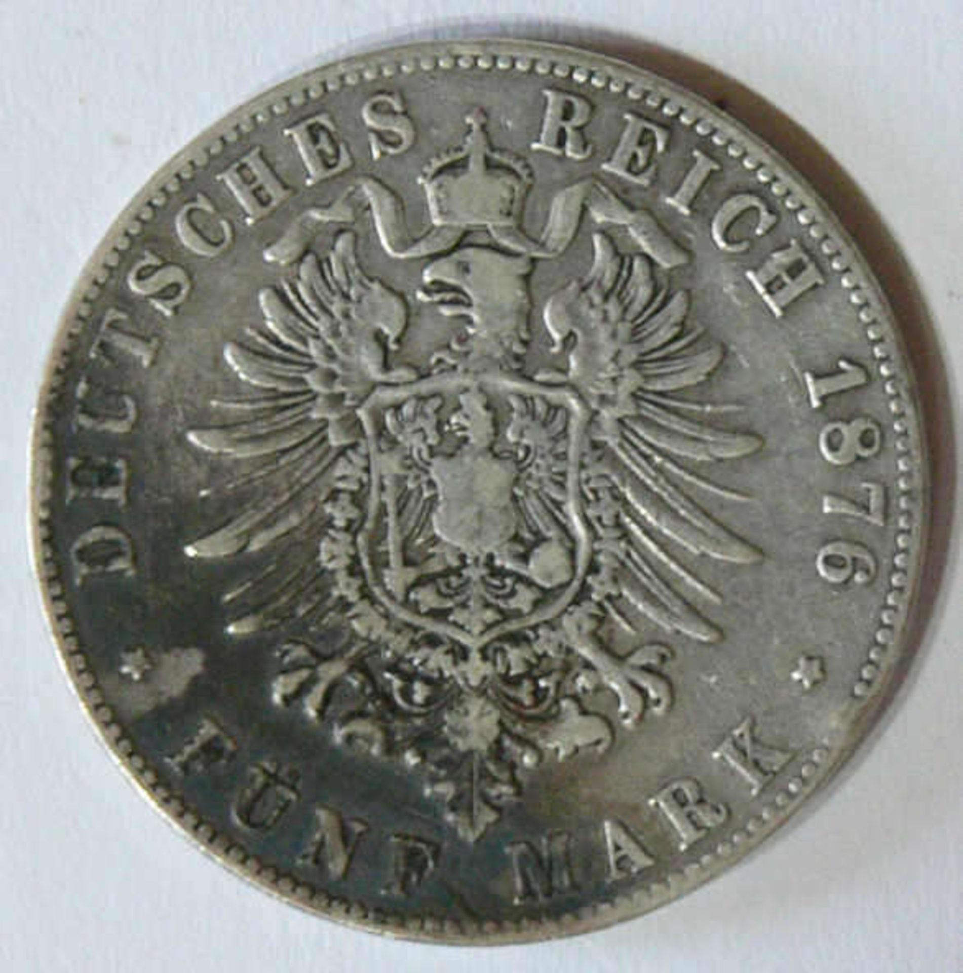 Deutsches Kaiserreich Baden 1876, 5.- Mark - Silbermünze "Friedrich Grosherzog von Baden". - Bild 2 aus 2