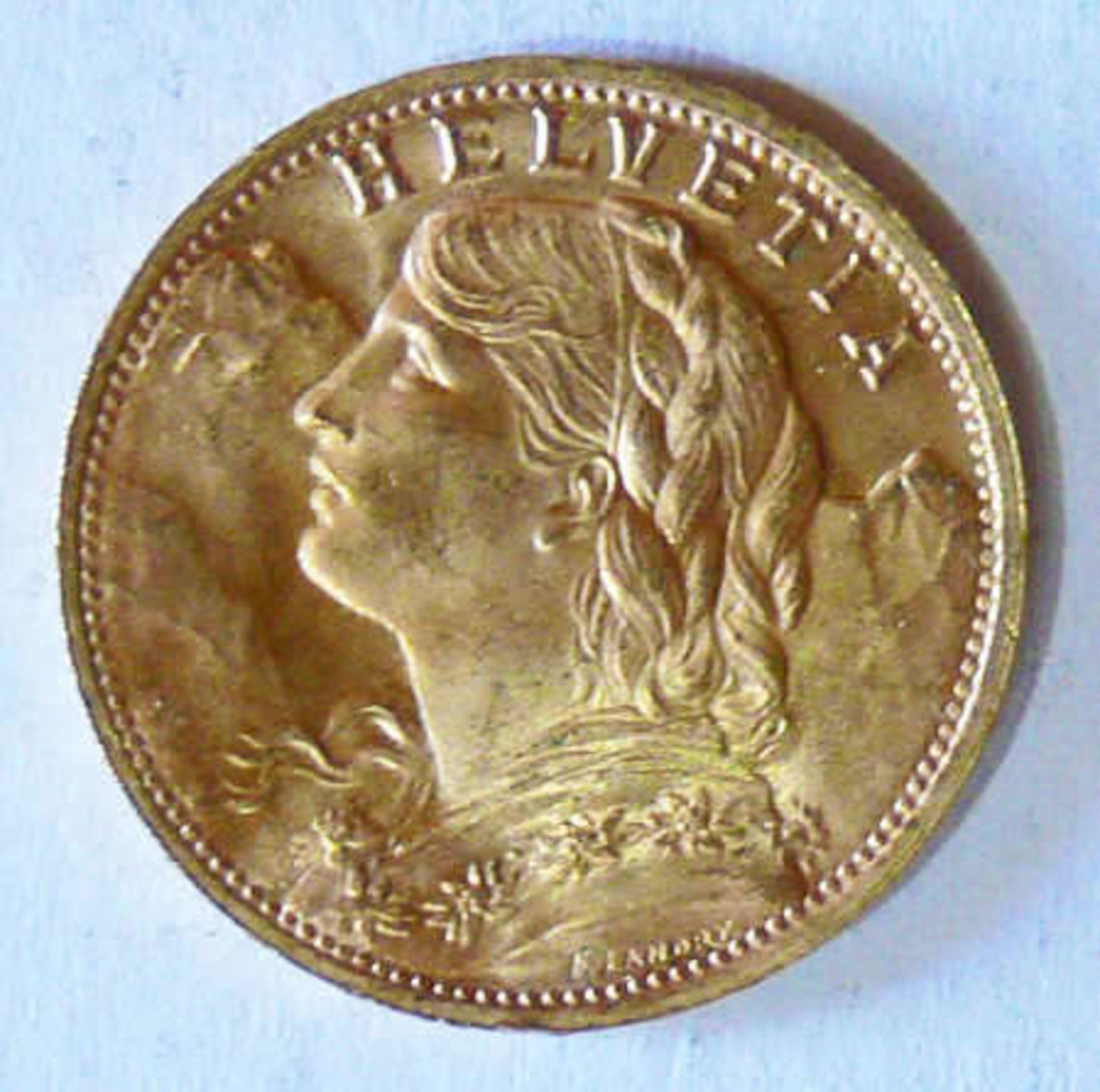 Schweiz 1947, 20 Franken - Goldmünze Vreneli. Gold 900. Gwicht: ca. 6,45 g. Erhaltung: vz. - Bild 2 aus 2