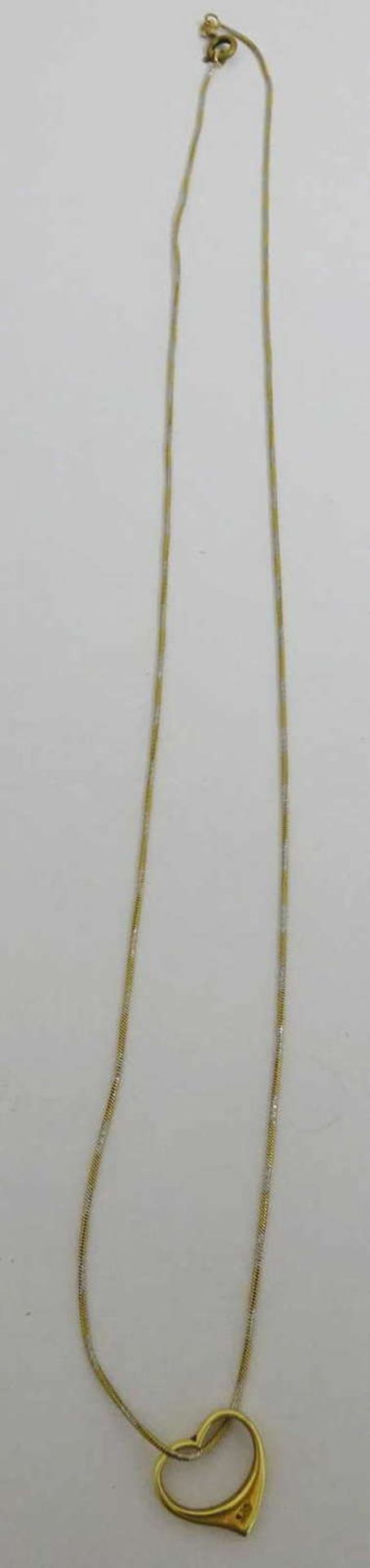 Kette mit Anhänger "Herz", beides 585er Gelbgold. Kettenlänge ca. 50 cm. Gewicht ca. 4 grNecklace
