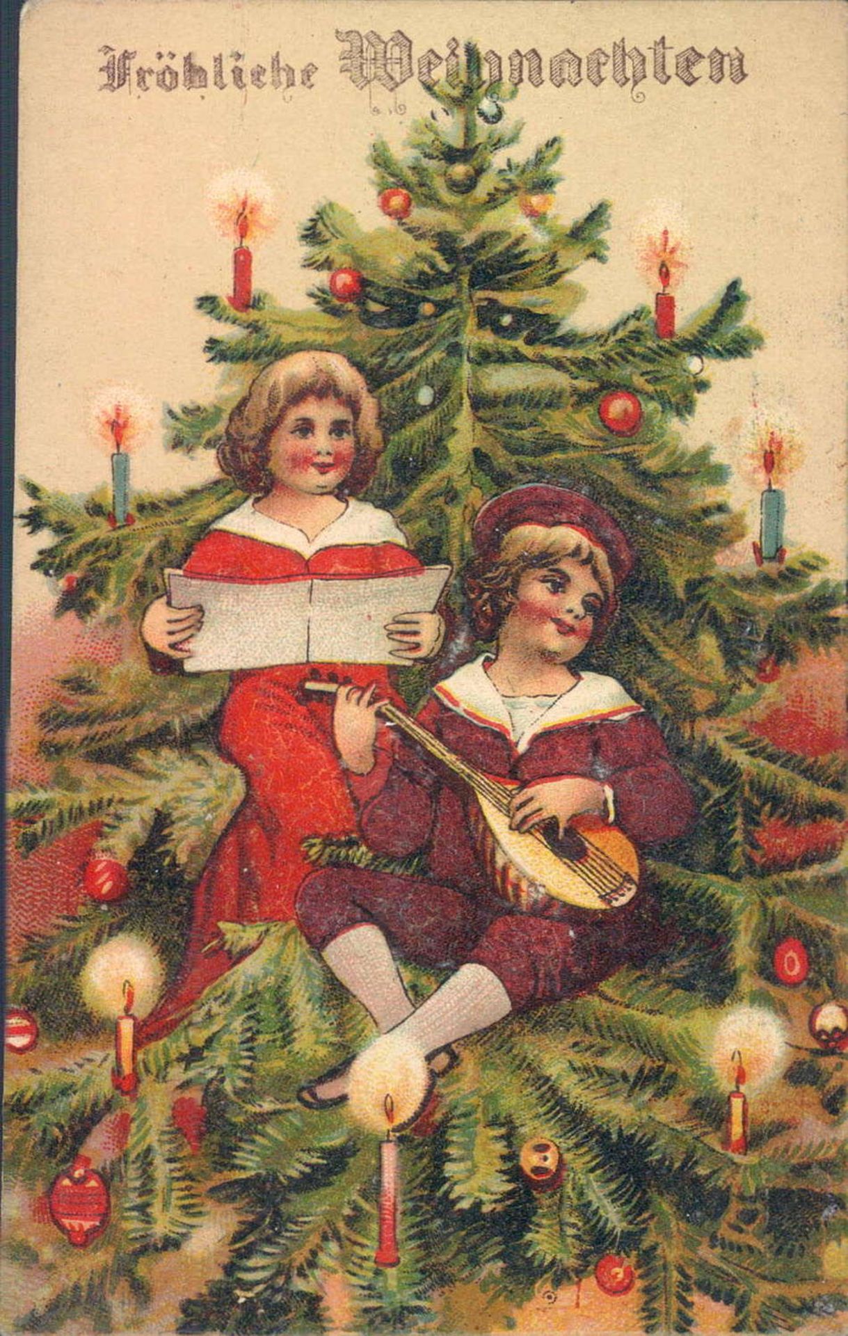 Vier Weihnachts - Postkarten, davon drei Stück gelaufen (1903,1904 und 1910).Four old postcards with - Bild 3 aus 7
