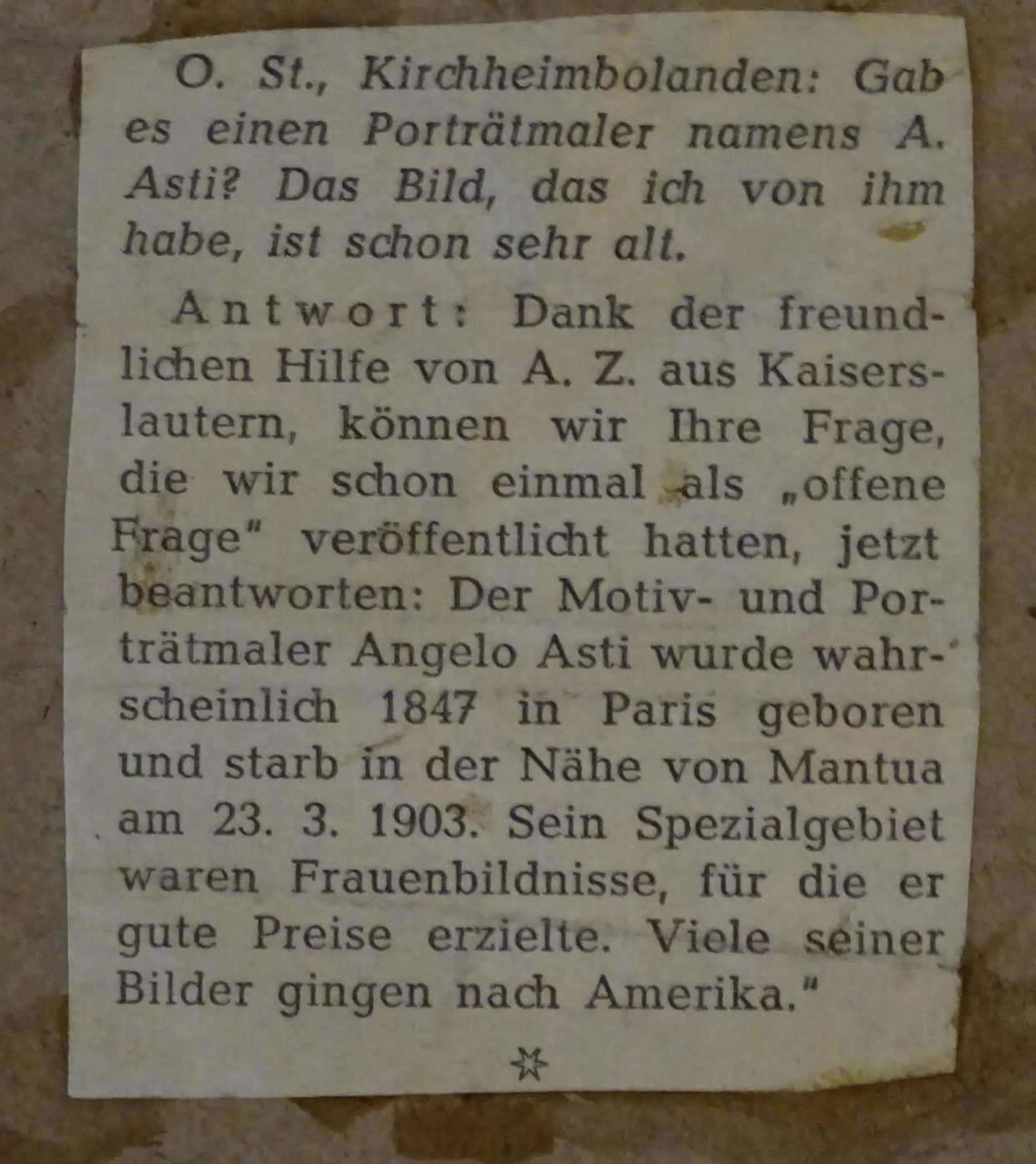 Angelo Ashi (1847-1903) Foto "Feine Dame" links unten Signatur A. Ashi im alten Rahmen. Maße höhe - Bild 2 aus 2