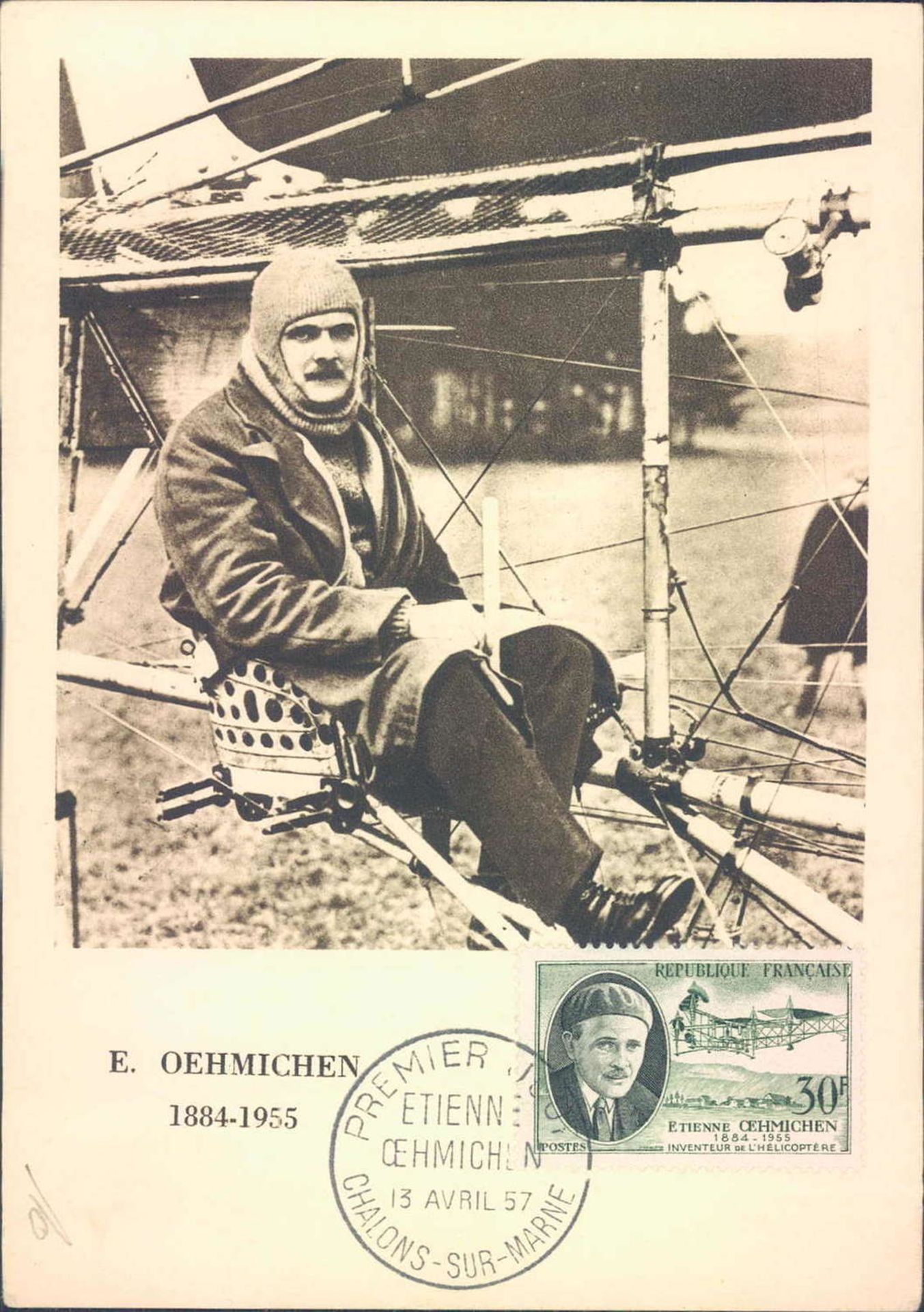 Ersttags - Brief Major James Cordes mit Lebenslauf und Postkarte E. Oehmich, franz. Helikopter - - Image 4 of 5