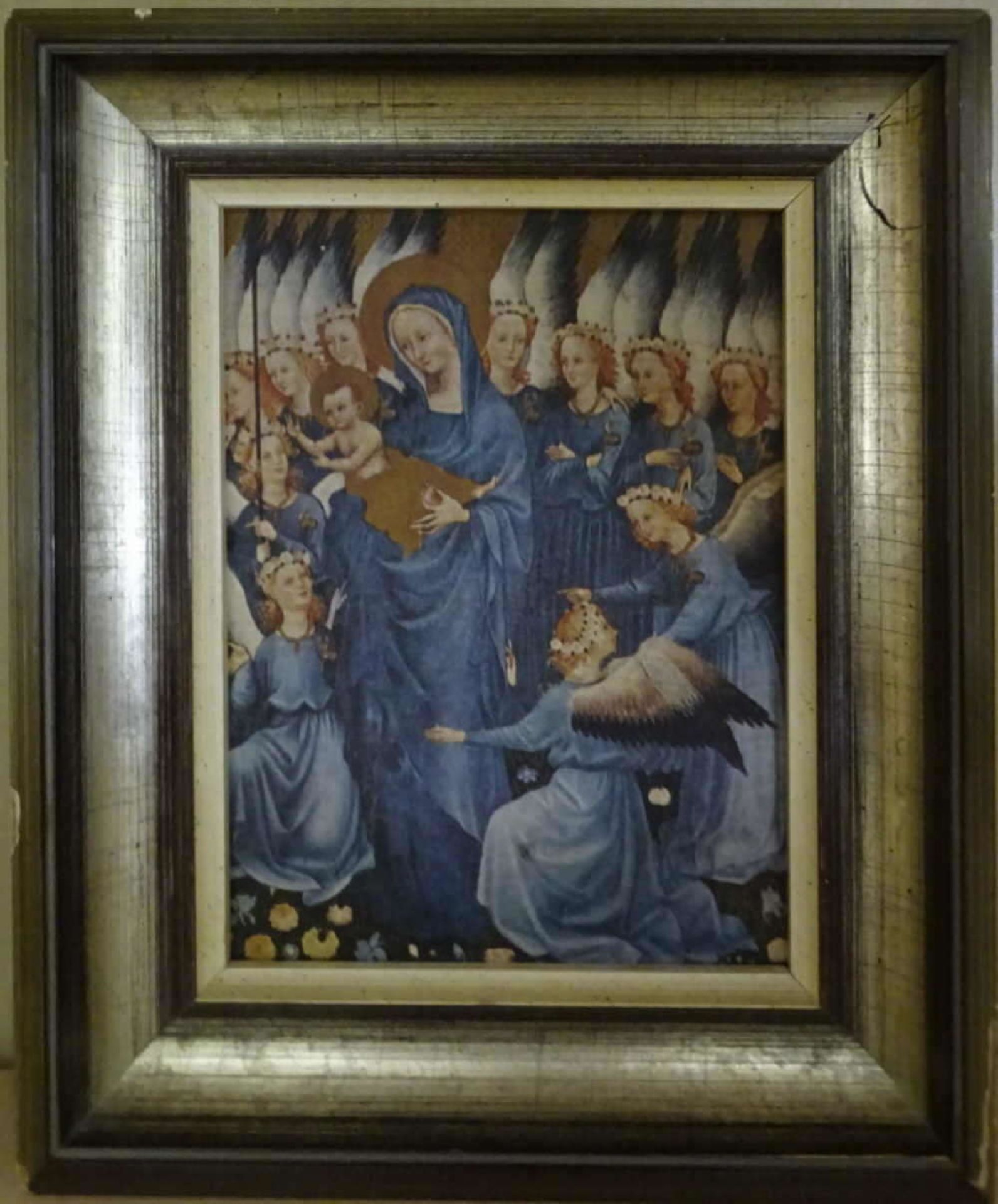 2 Bilder, 1x Französische Schule um 1395, Ausschnitt aus dem Wilton-Diptychon auf Seidenpapier, - Bild 3 aus 4