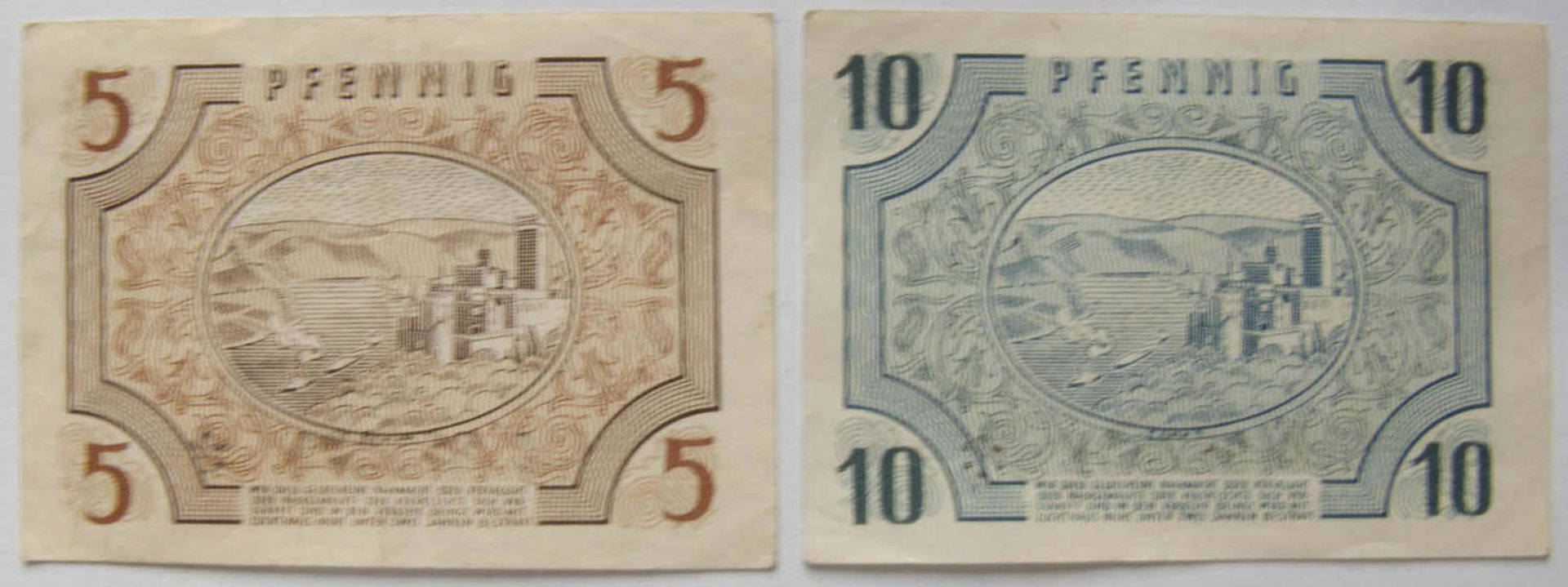 Alliierte Besetzung franz. Zone 1947, FBZ 4, 5 Pfennig II, wenig gebraucht und FBZ 5, 10 Pfennig, - Bild 2 aus 2