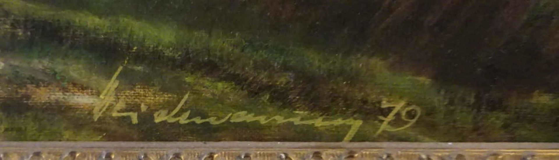unbekannter Künstler, Ölgemälde auf Leinwand "griechische Tempelruinen mit Schafhirte", im - Bild 3 aus 3