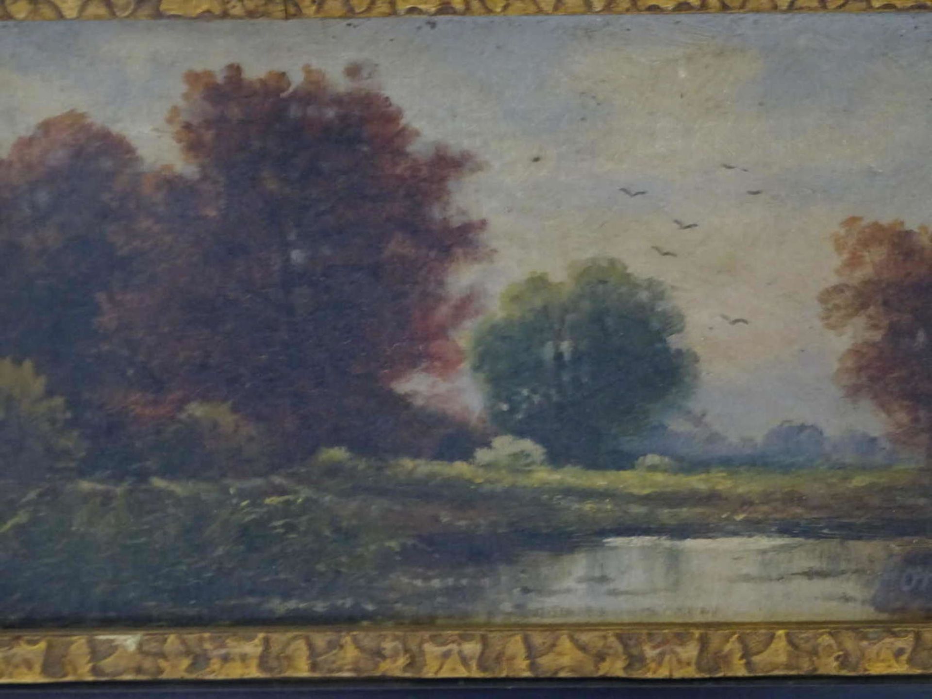 Forch, Ölgemälde auf Leinwand "Herbstlandschaft mit See" im alten Originalen Rahmen, rechts unten - Bild 2 aus 3