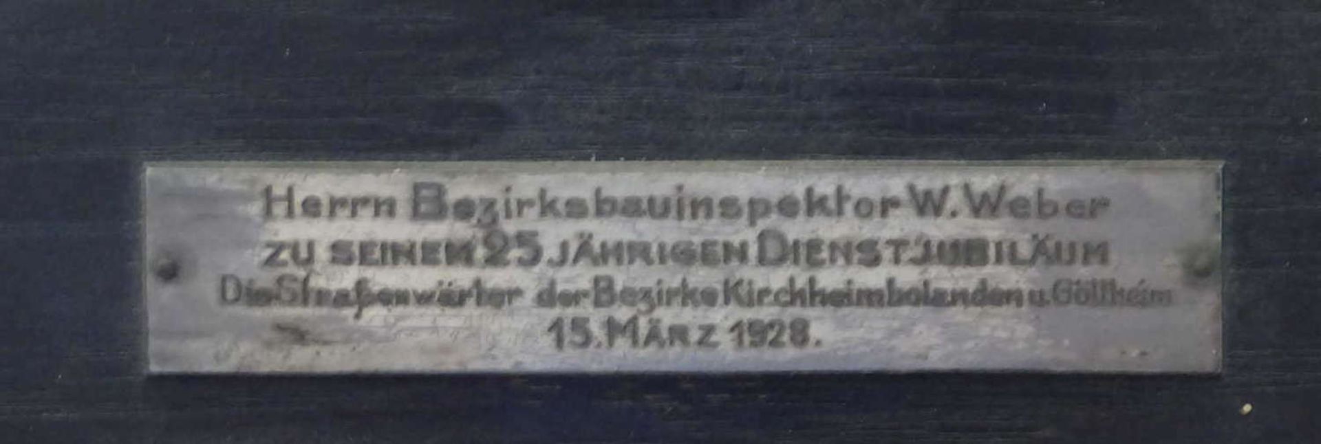 1 Metallbild "Rehbock" im alten Holzrahmen, Signatur "Dillen" mit Widmung, 5. März 1928. Maße höhe - Bild 3 aus 3