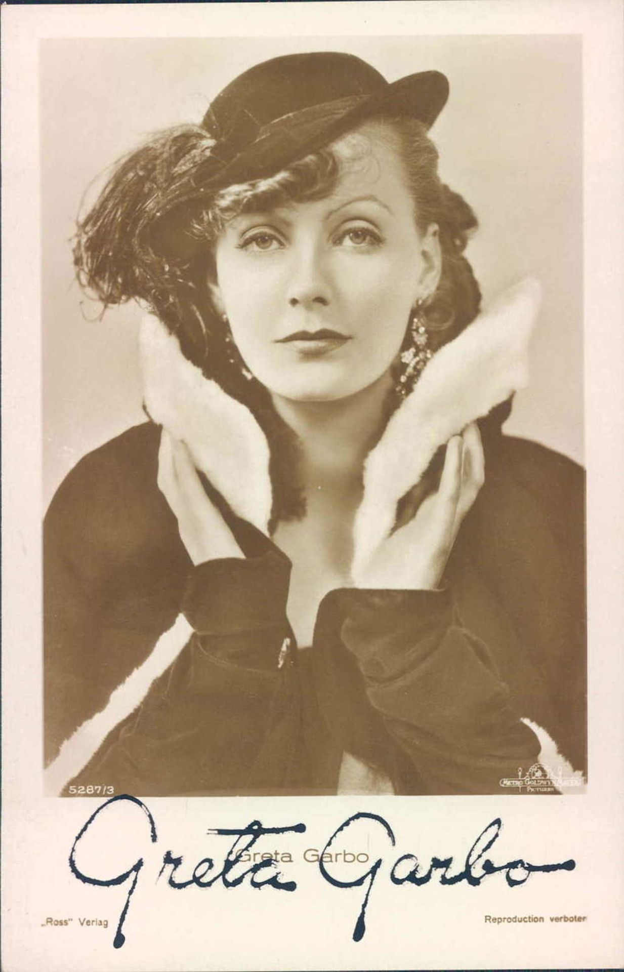 Autogramm - Post - Karte Greta Garbo. Original Signatur.Autograph - Post - Card Greta Garbo.