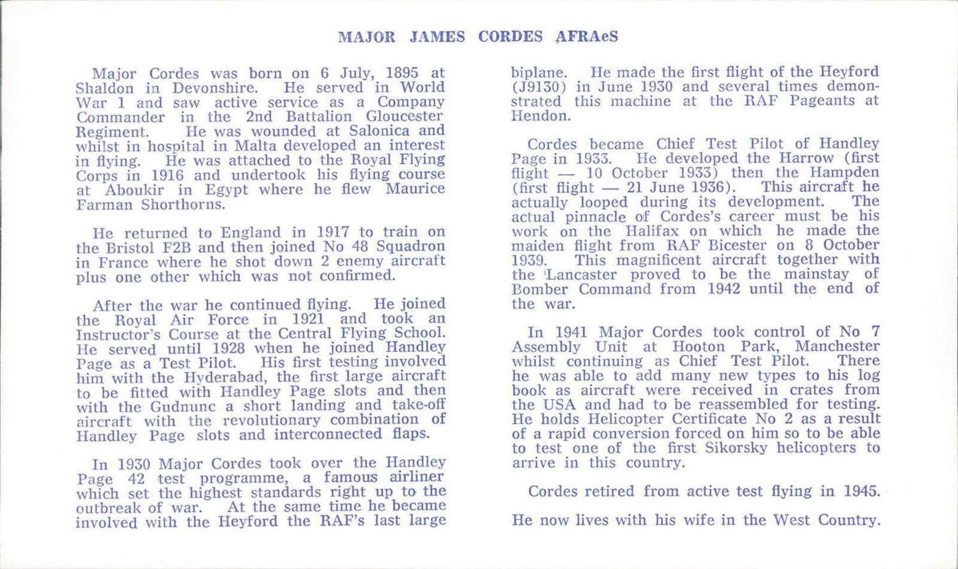 Ersttags - Brief Major James Cordes mit Lebenslauf und Postkarte E. Oehmich, franz. Helikopter - - Image 3 of 5