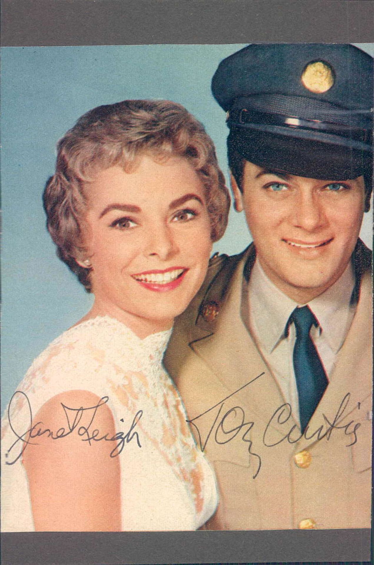 Autogramm - Karte Janet Leight und Tony Curtis. Original Signatur.Autograph Card Janet Leught und