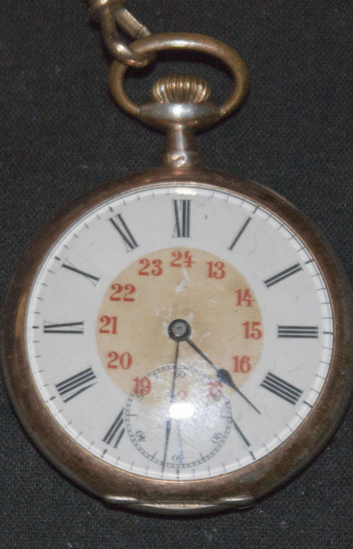 Taschenuhr, 800er Silber, mit Echthaar Uhrenkette. Innenpunze 800er silber bezeichnet. Levees