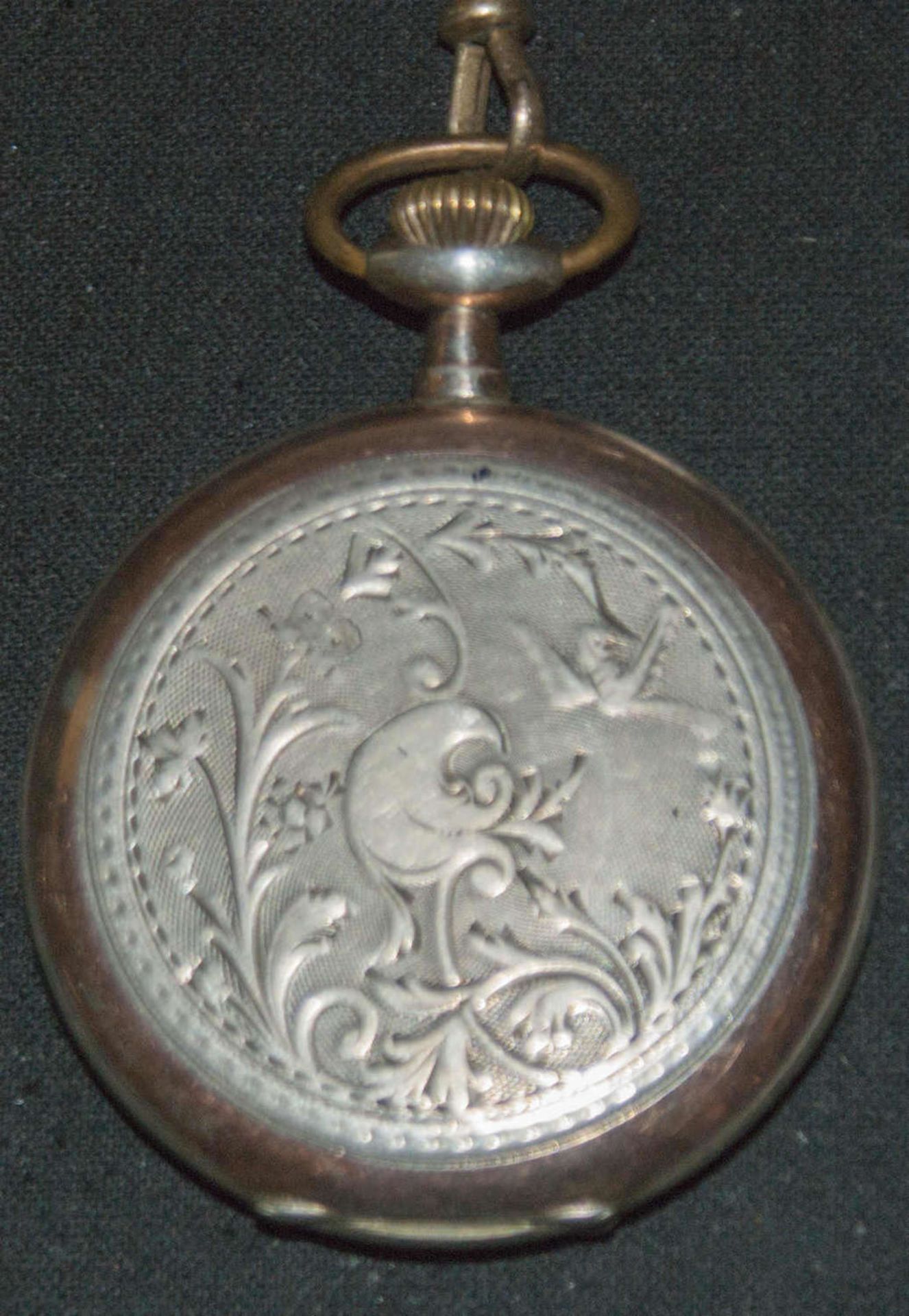 Taschenuhr, 800er Silber, mit Echthaar Uhrenkette. Innenpunze 800er silber bezeichnet. Levees - Bild 2 aus 2