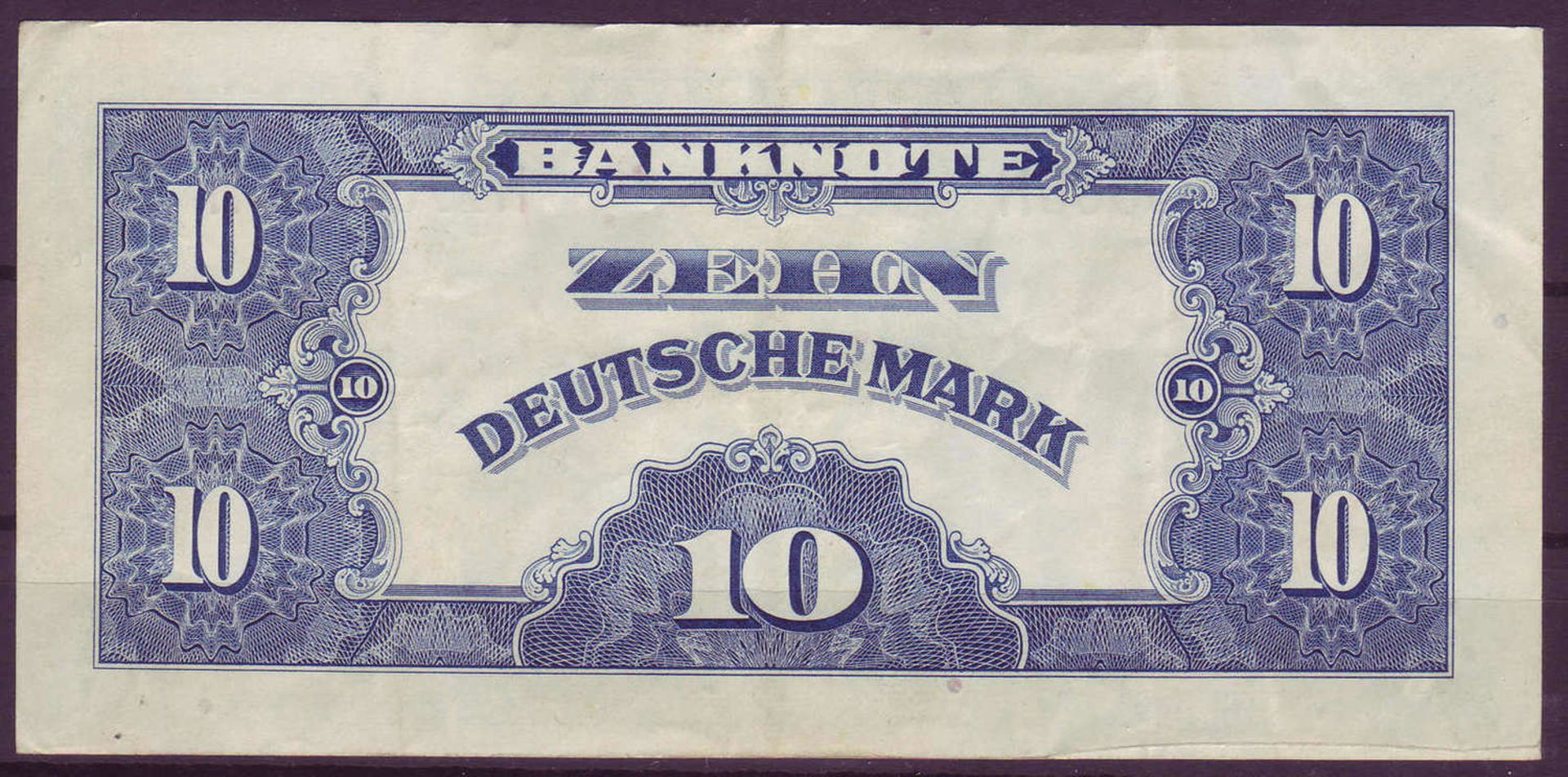 Alliierte Besetzung, Bank deutscher Länder, 10 deutsche Mark. Rosenberg 248. Zustand: II.Allied - Bild 2 aus 2