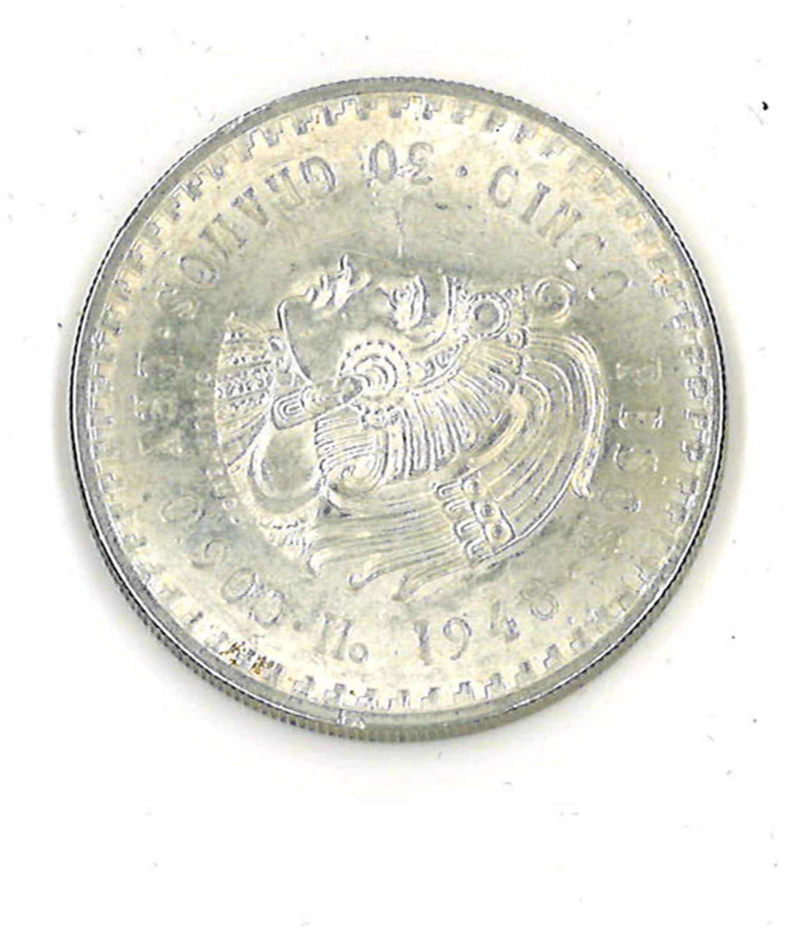 Mexico Silbermünze 1948, 5 Pesos. Katalog Nr. 465Mexico silver coin 1948, 5 pesos. Catalog No. 465