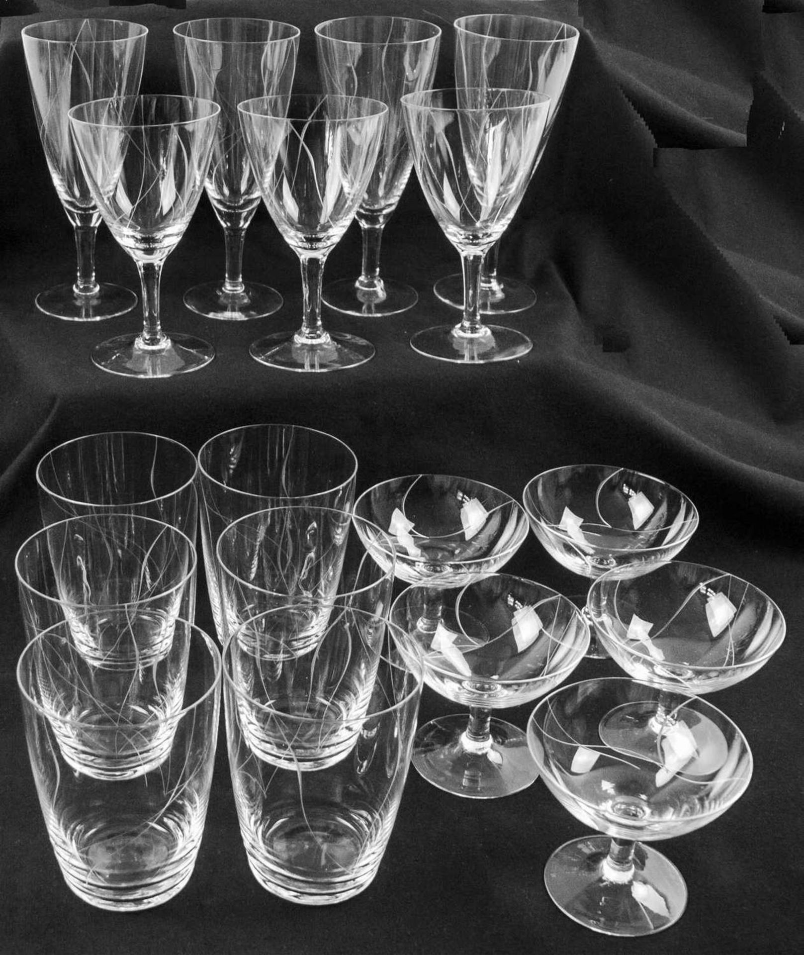 Glas - Konvolut, überwiegend 60er Jahre, bestehend aus: Likör-, Wein-, Sekt-, Wasser- und