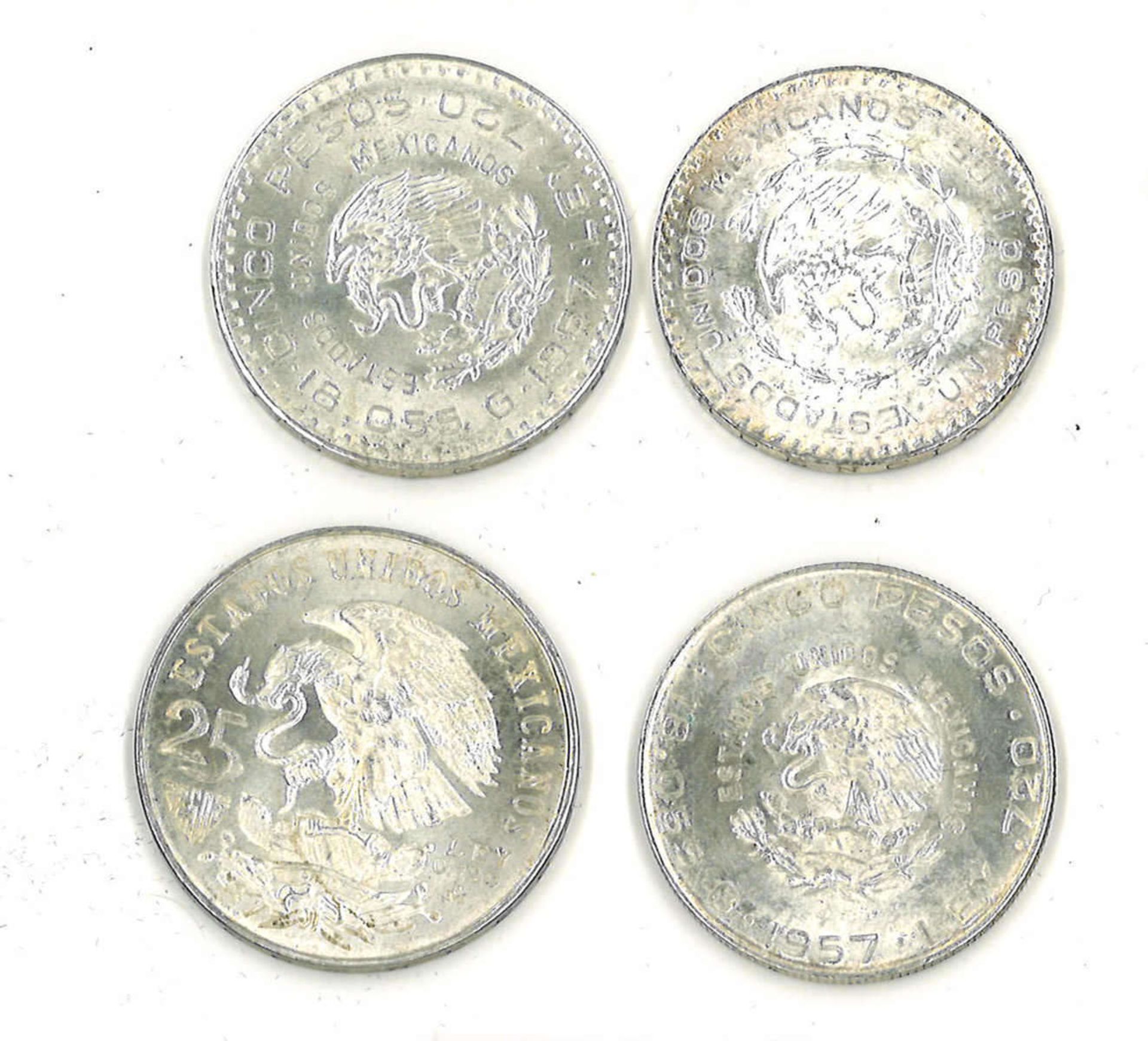 kleines Lot Mexico Silbermünzen, insgesamt 4 Stück. Bitte besichtigensmall lot Mexico silver