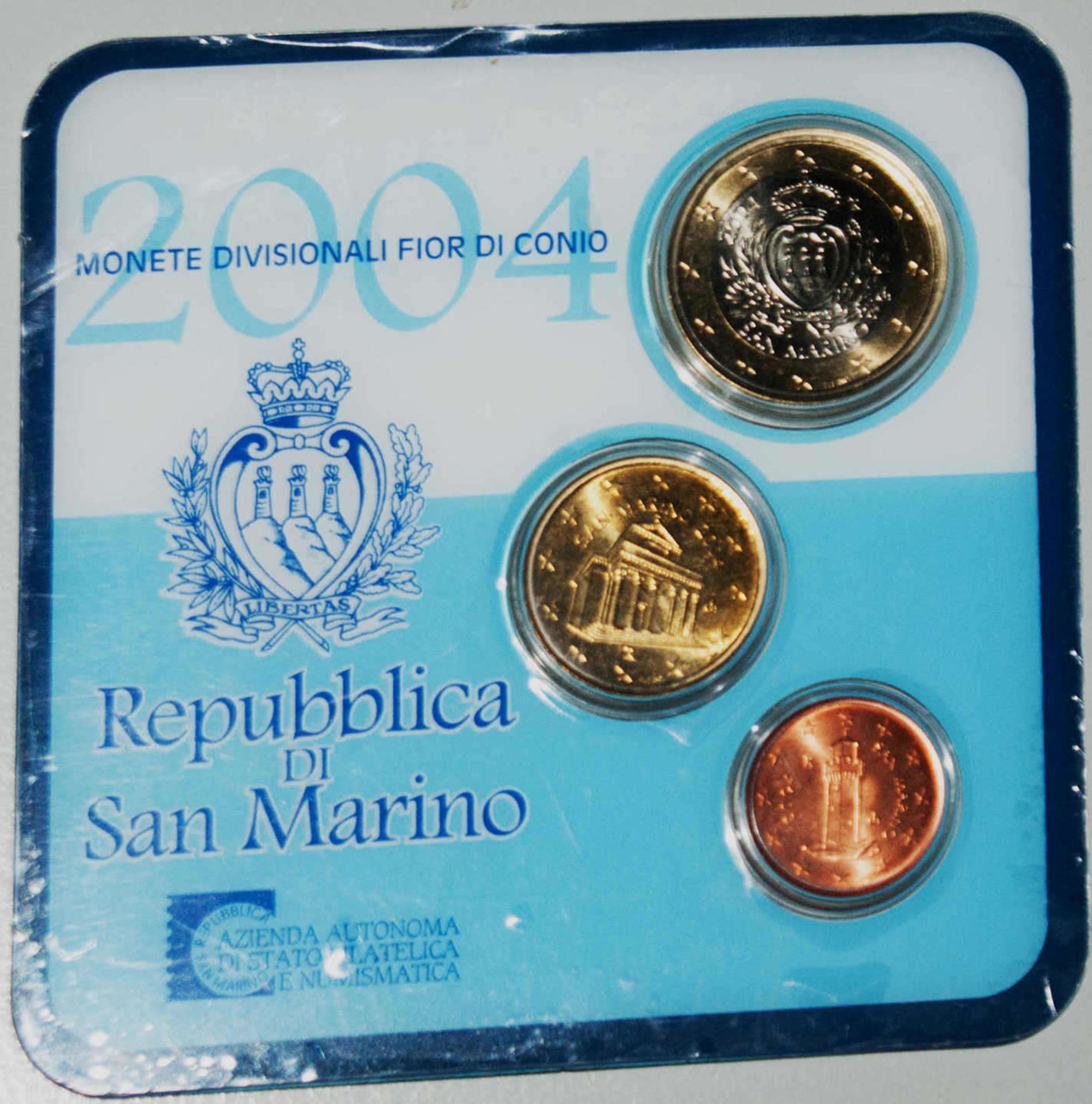 San Marino Minikit 2004, sowie San Marino 2005 2 Euro Gedenkmünze Galileo Galilei in Original - Image 3 of 4