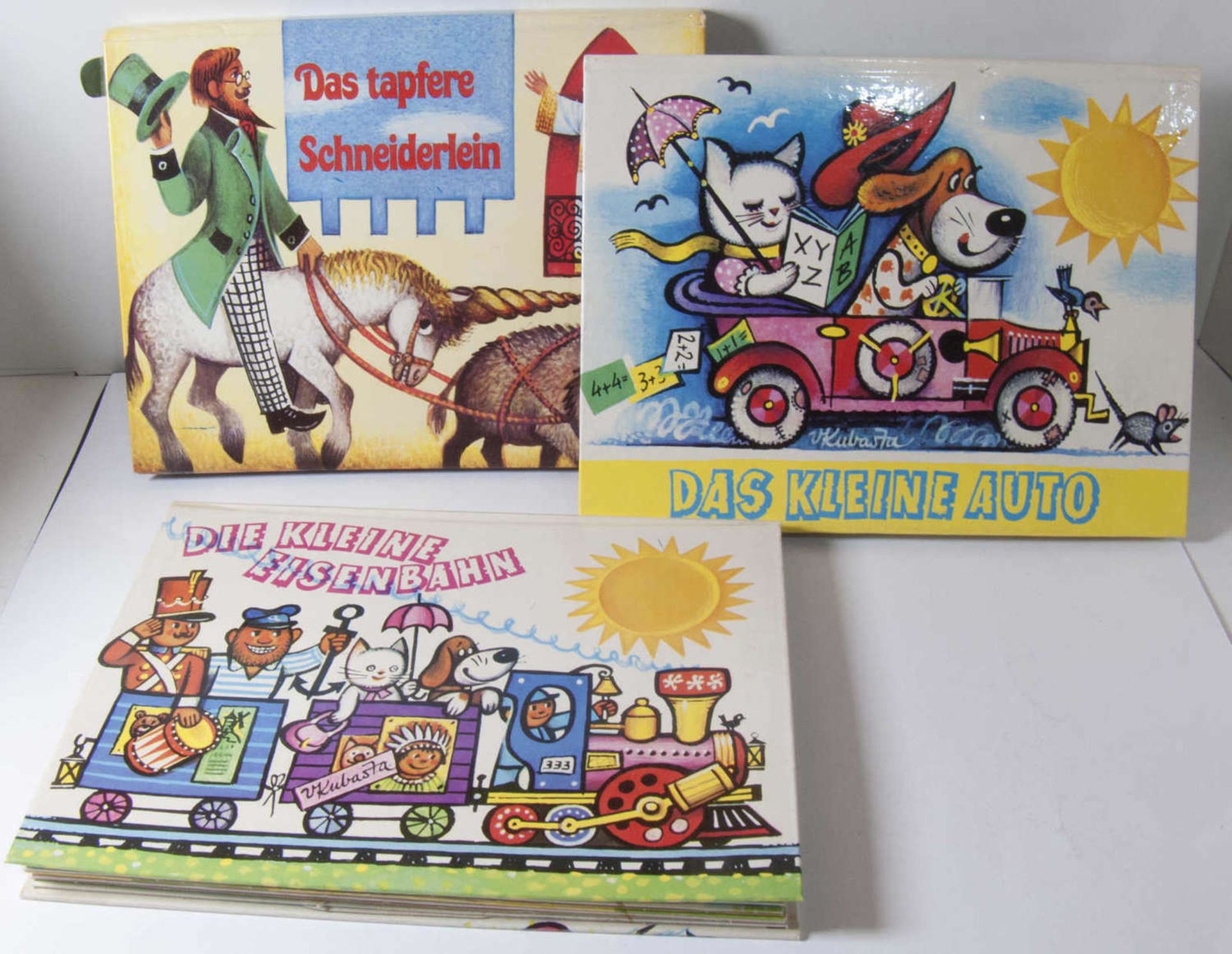 Drei Kinder - Bilder - Bücher.: Das tapfere Schneiderlein, Das kleine Auto und Die kleine Eisenbahn.