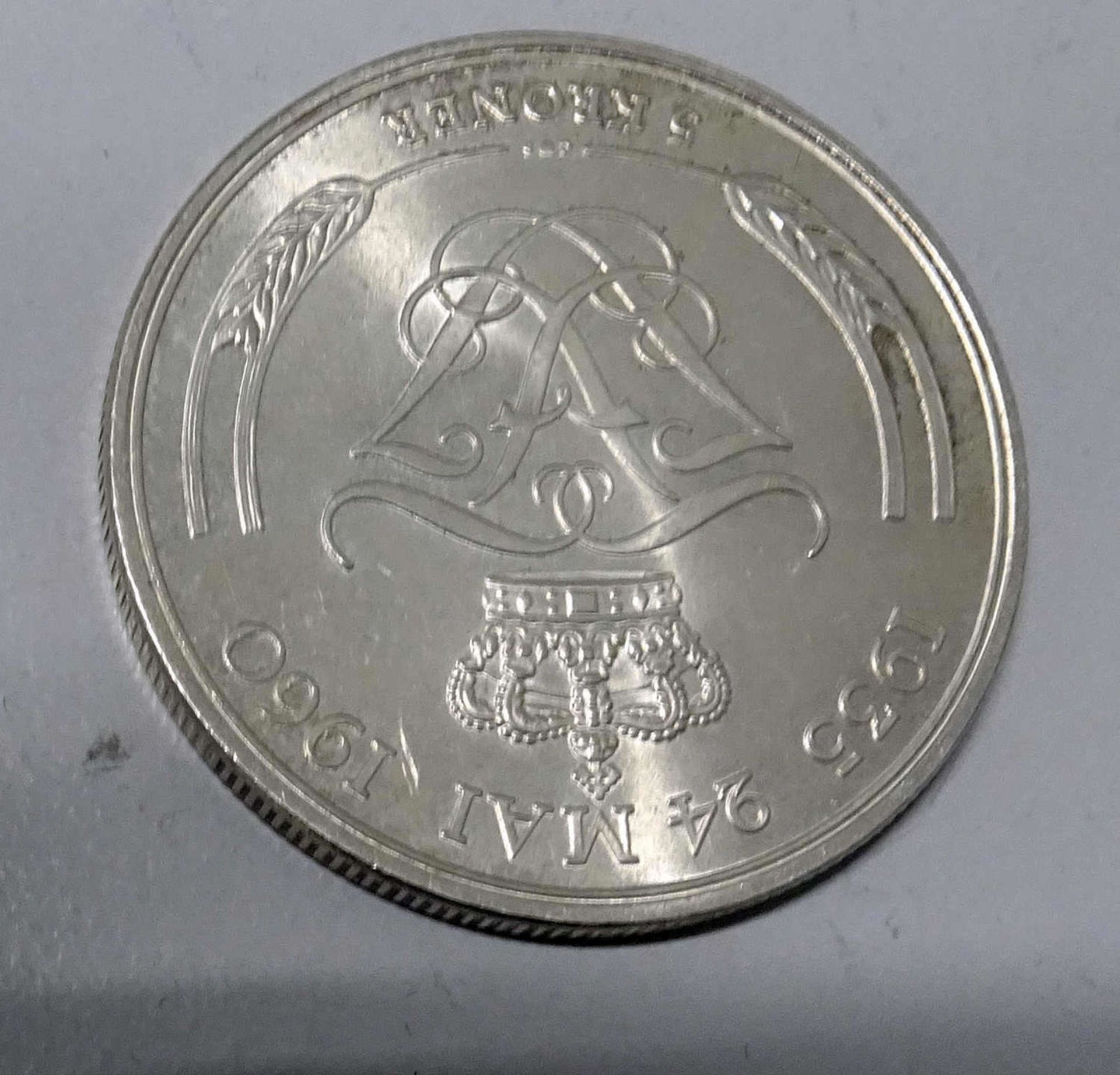 Dänemark Silbermünze. 5 Kroner 1960. KM 852 "Frederik iX"Denmark silver coin. 5 Kroner 1960. KM