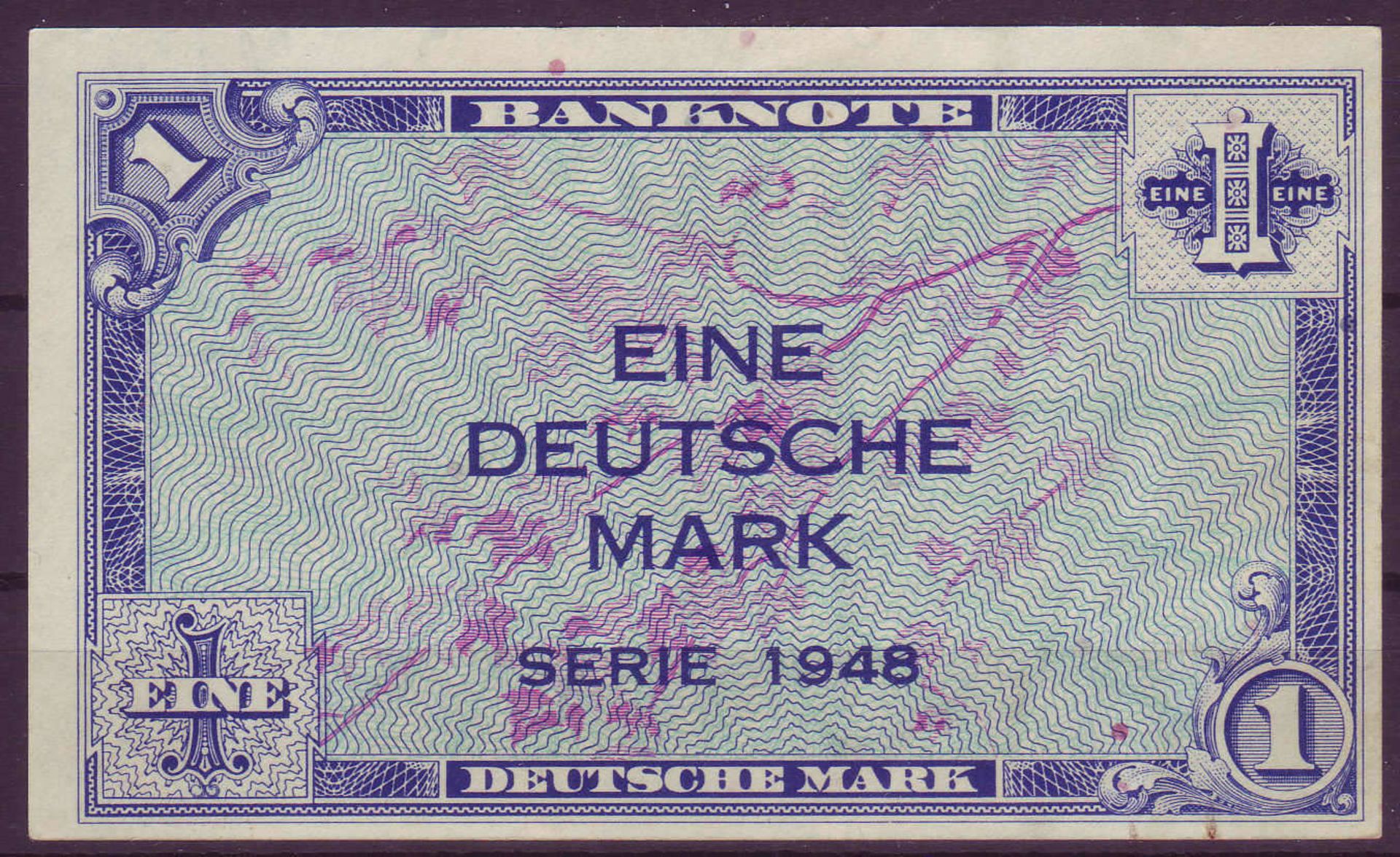 Alliierte Besetzung 1948, Bank deutscher Länder, eine deutsche Mark. Rosenberg 232. Auf der