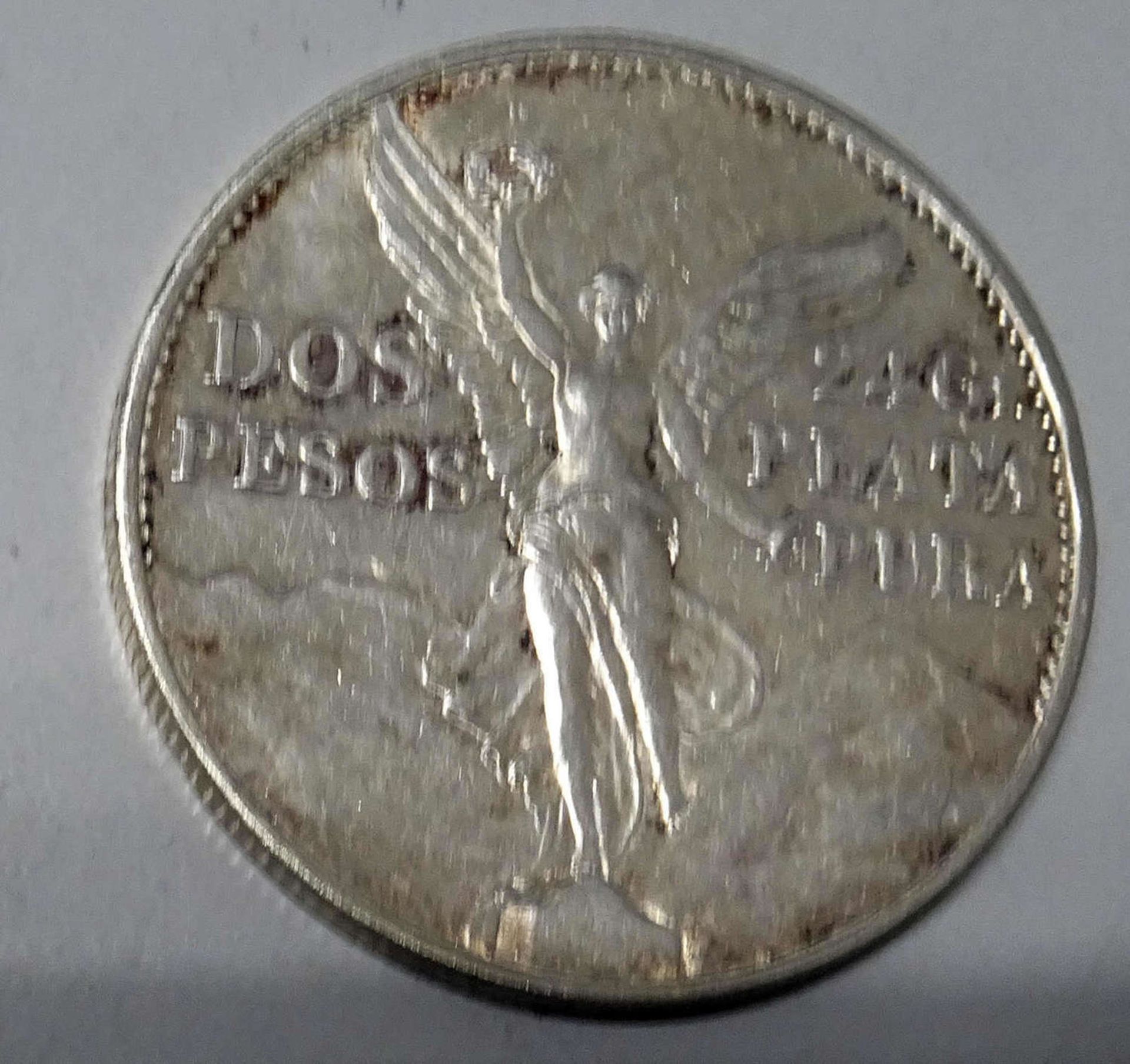 Mexico Silbermünze 1921, Dos Pesos, 24g Plata Pura. Katalog Nr. KM 20 / 462Mexico silver coin - Image 2 of 2