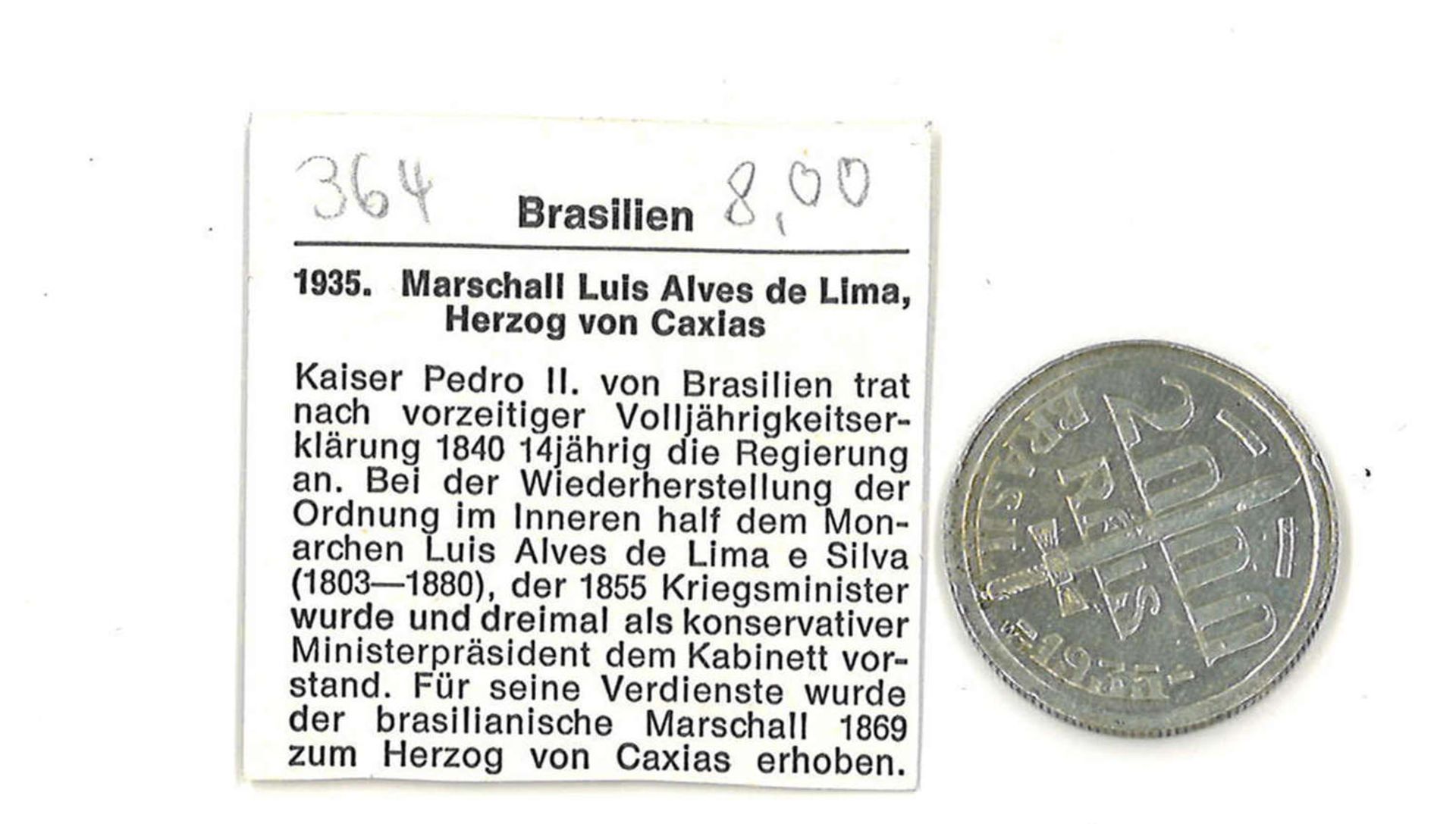 Silbermünze Brasilien 1935. 2000 ReisSilver Coin Brazil 1935. 2000 Rice - Image 2 of 2