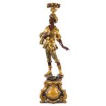 A Venetian Painted and Gilt Figural Pedestal