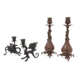 A Pair of French Bronze Candlesticks