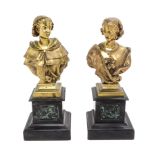 A Pair of French Gilt Bronze Busts