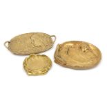 Three Continental Gilt Bronze Trays