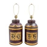 A Pair of English Tole Tea Canisters